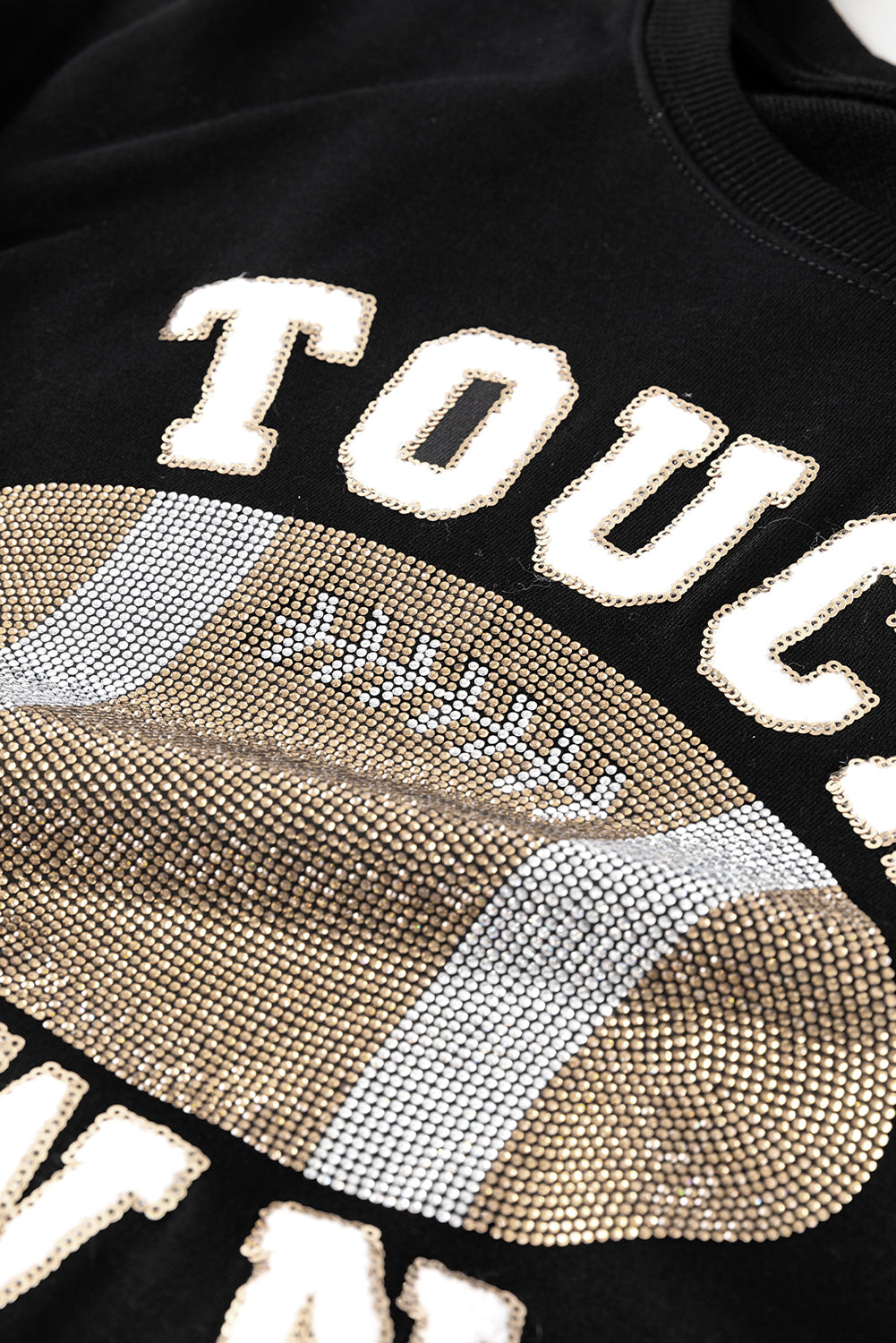 White TOUCH DOWN Football Graphic Pullover Sweatshirt