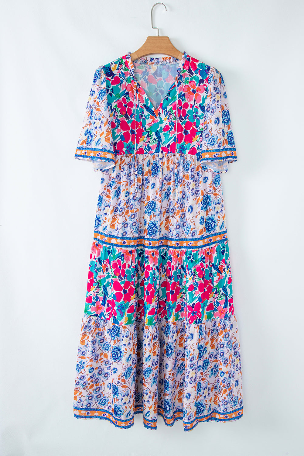 Sky Blue Mixed Floral Print Dress
