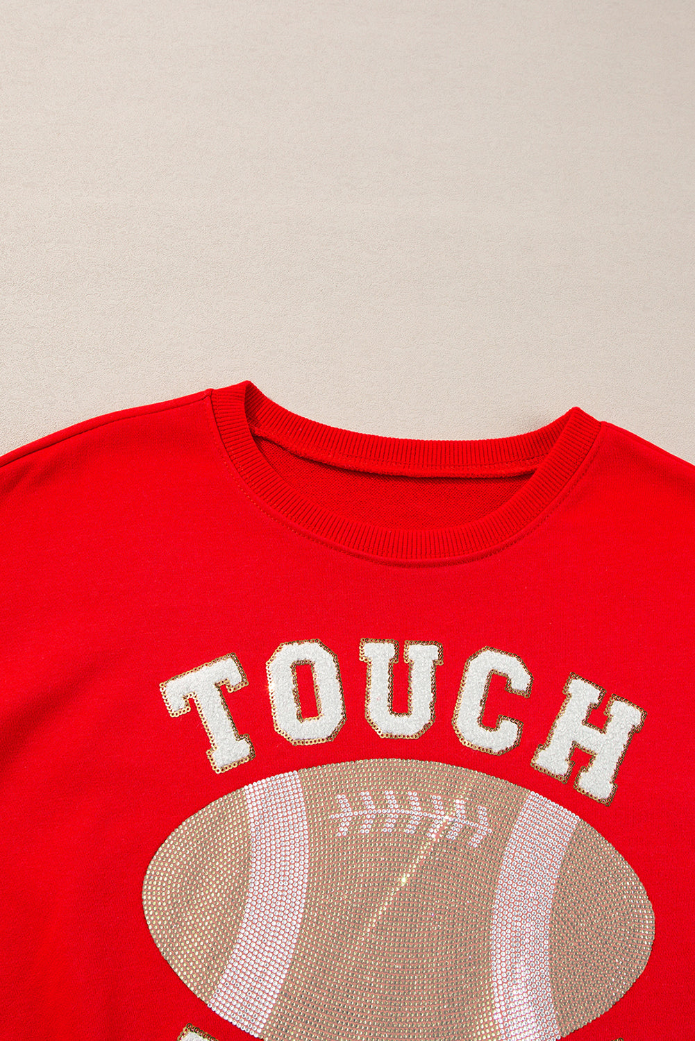 White TOUCH DOWN Football Graphic Pullover Sweatshirt