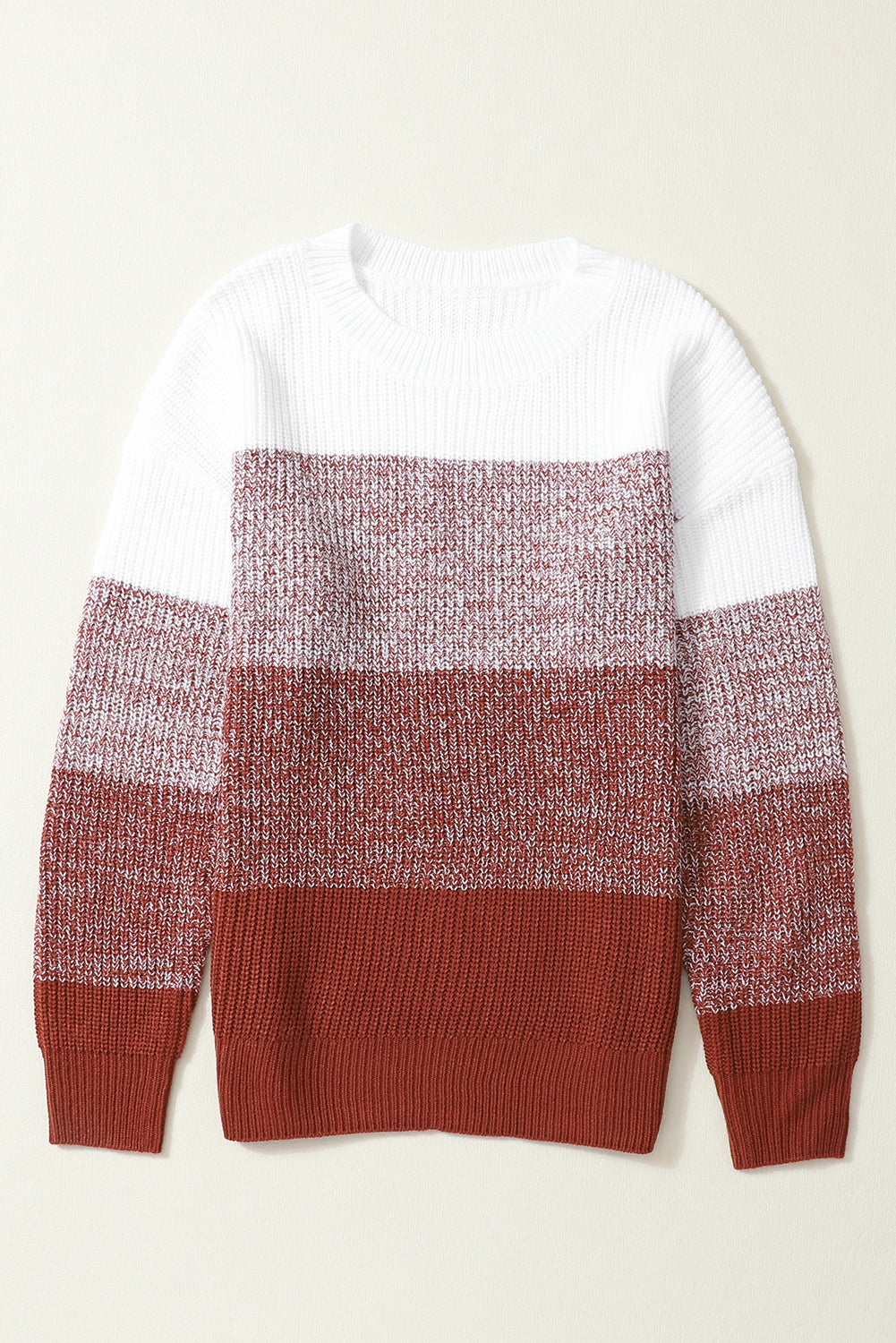 Color Block Drop Shoulder Ribbed Trim Sweater