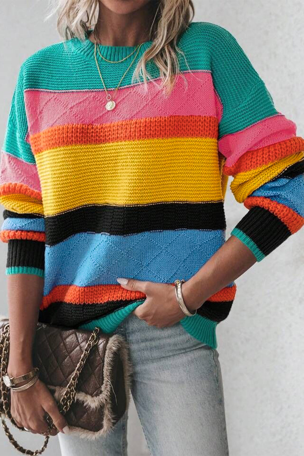 Yellow Colorblock Sweater