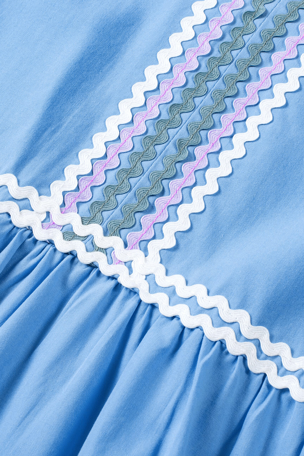 Ric Rac Colorblock Flutter Sleeve V Neck Tiered Dress