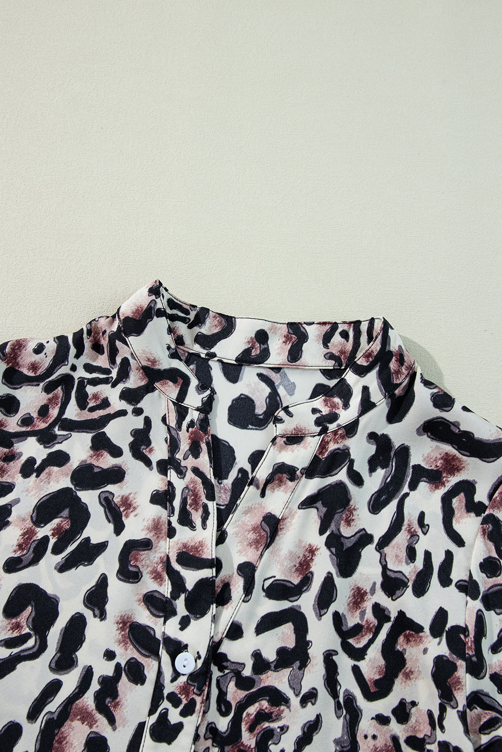 Leopard Print Buttoned Front 3/4 Sleeve Tiered Ruffled Hem Dress