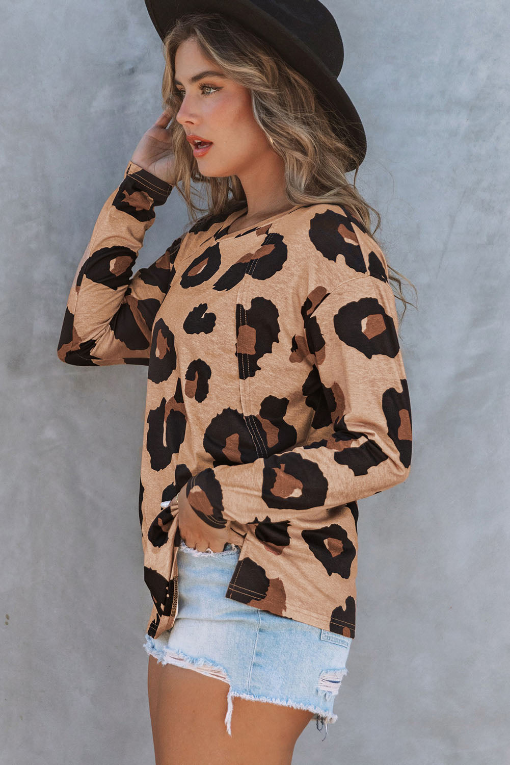 Leopard Print Long Sleeve Top