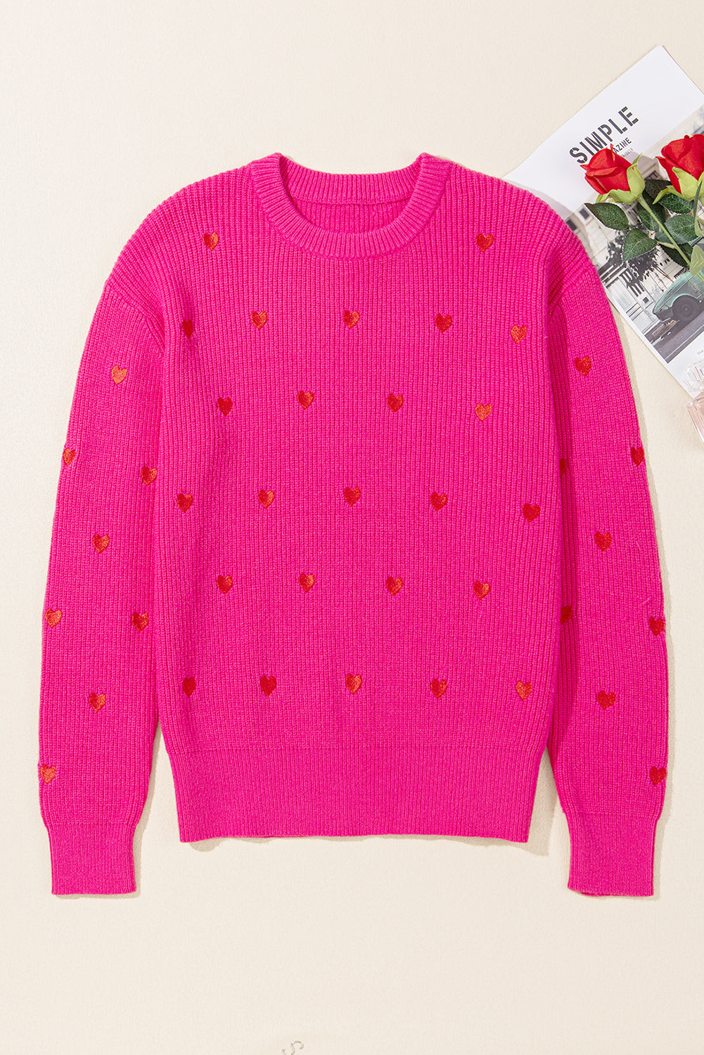 Pink Heart Shape Sweater