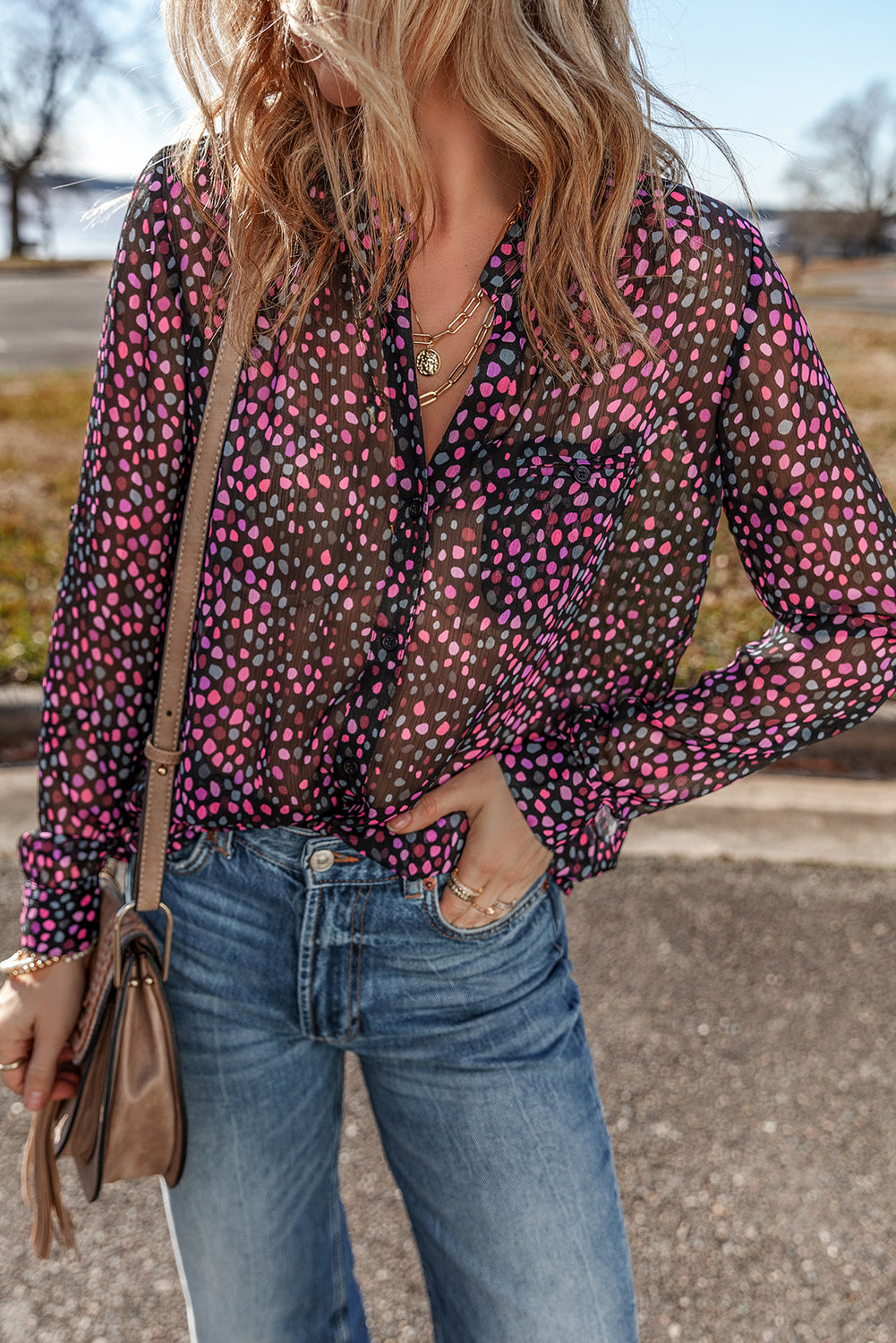 Grape Wine Polka Dot Shirt