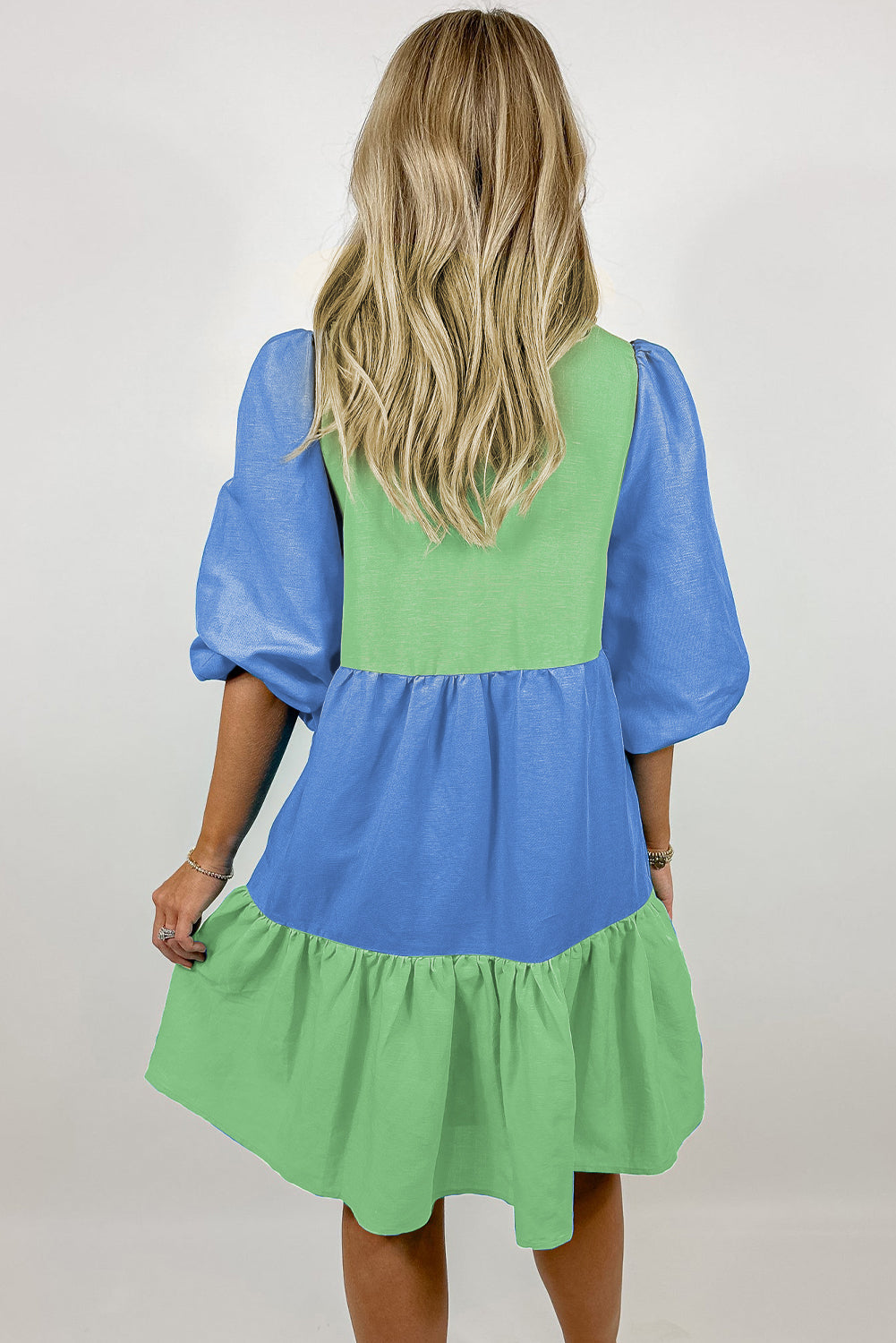 Blue Colorblock Shift Dress