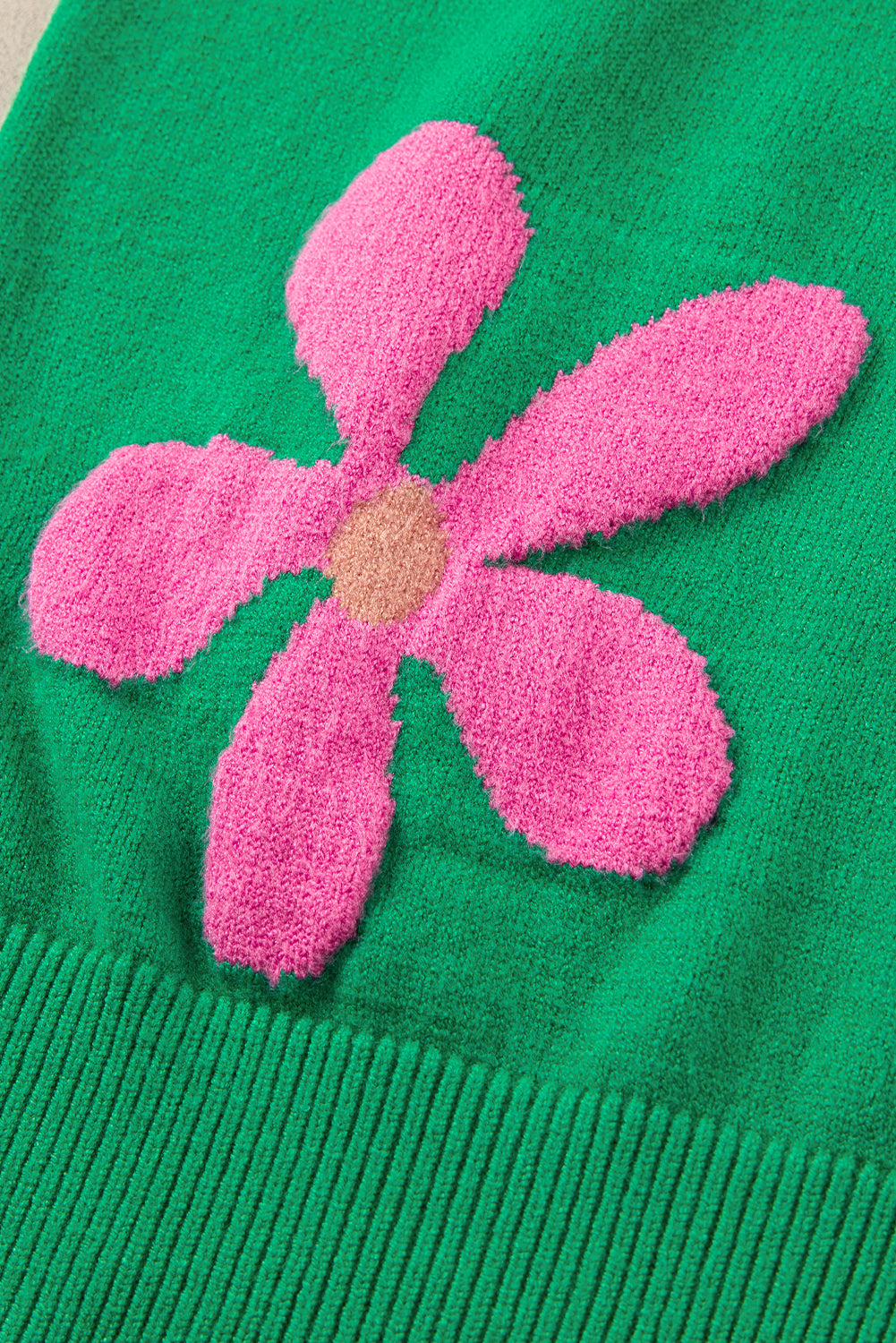 Bright Floral Bubble Short Sleeve Sweater