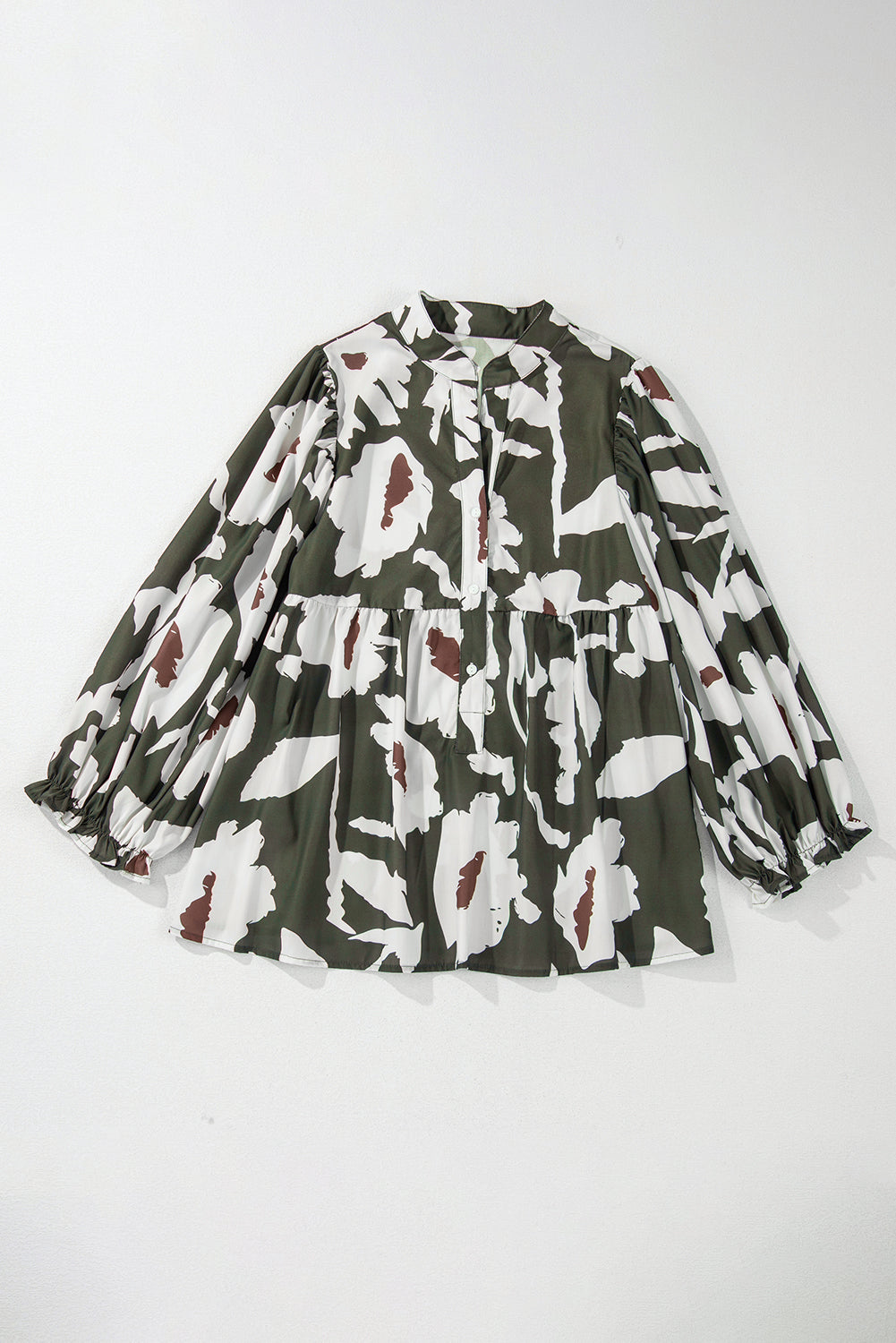 Loose Fit Floral Print Puff Sleeve Blouse