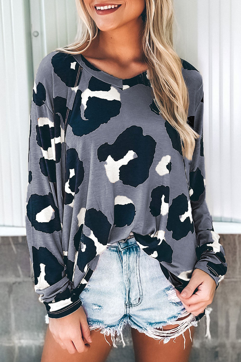 Leopard Print Long Sleeve Top