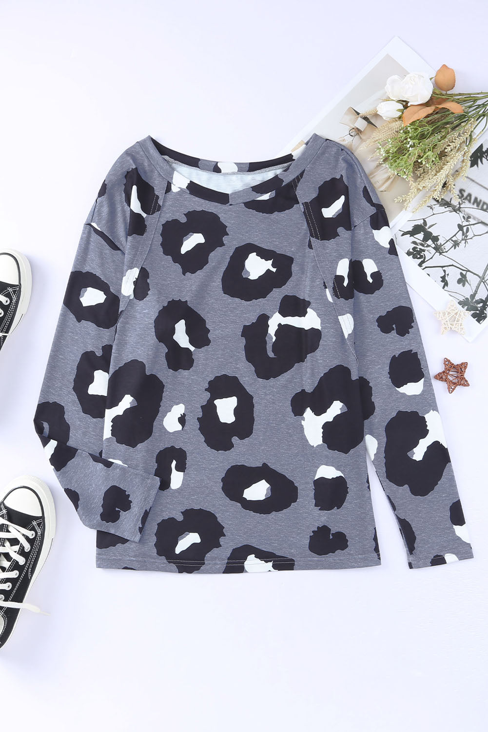 Leopard Print Long Sleeve Top