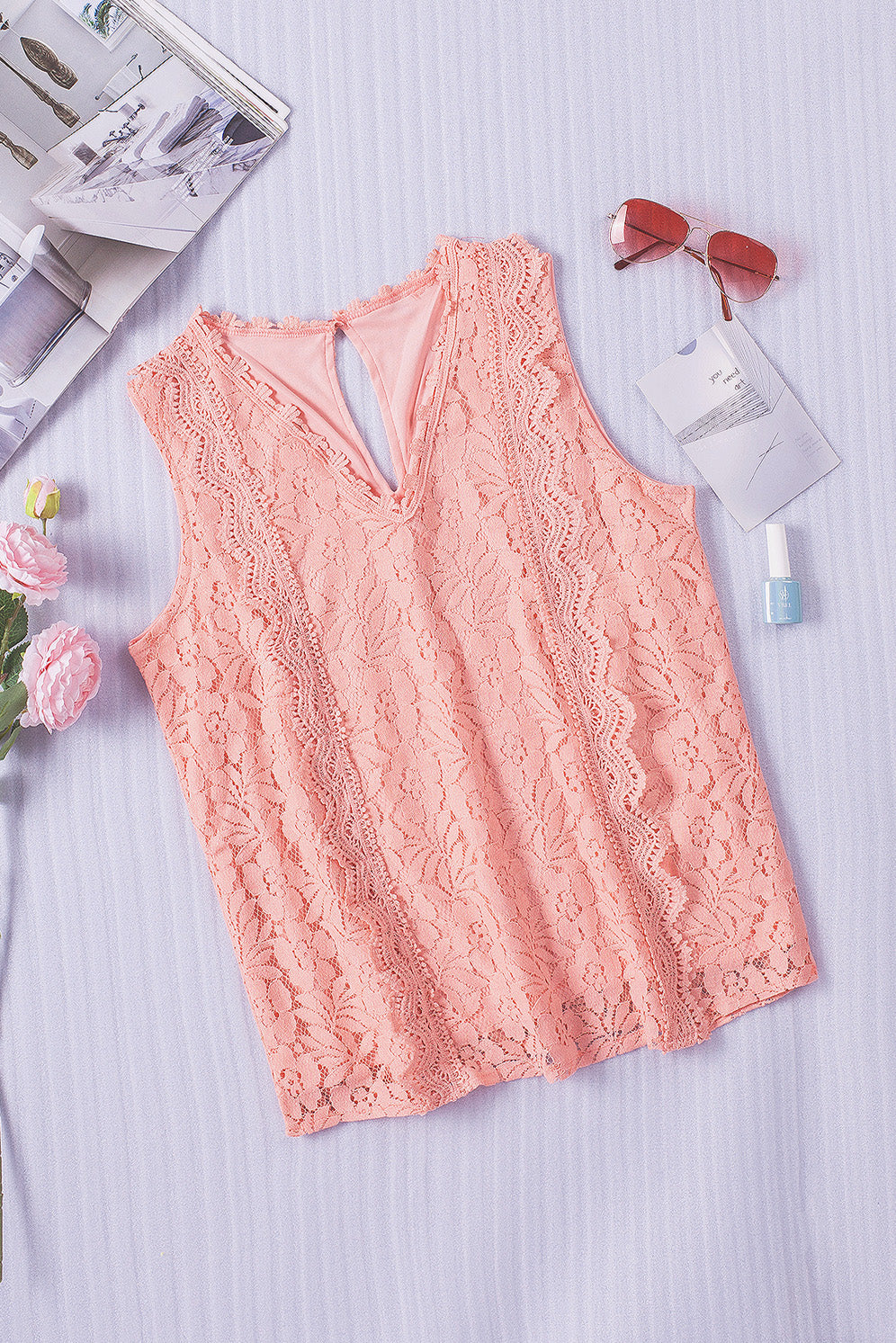 Lace V Neck Tank Top