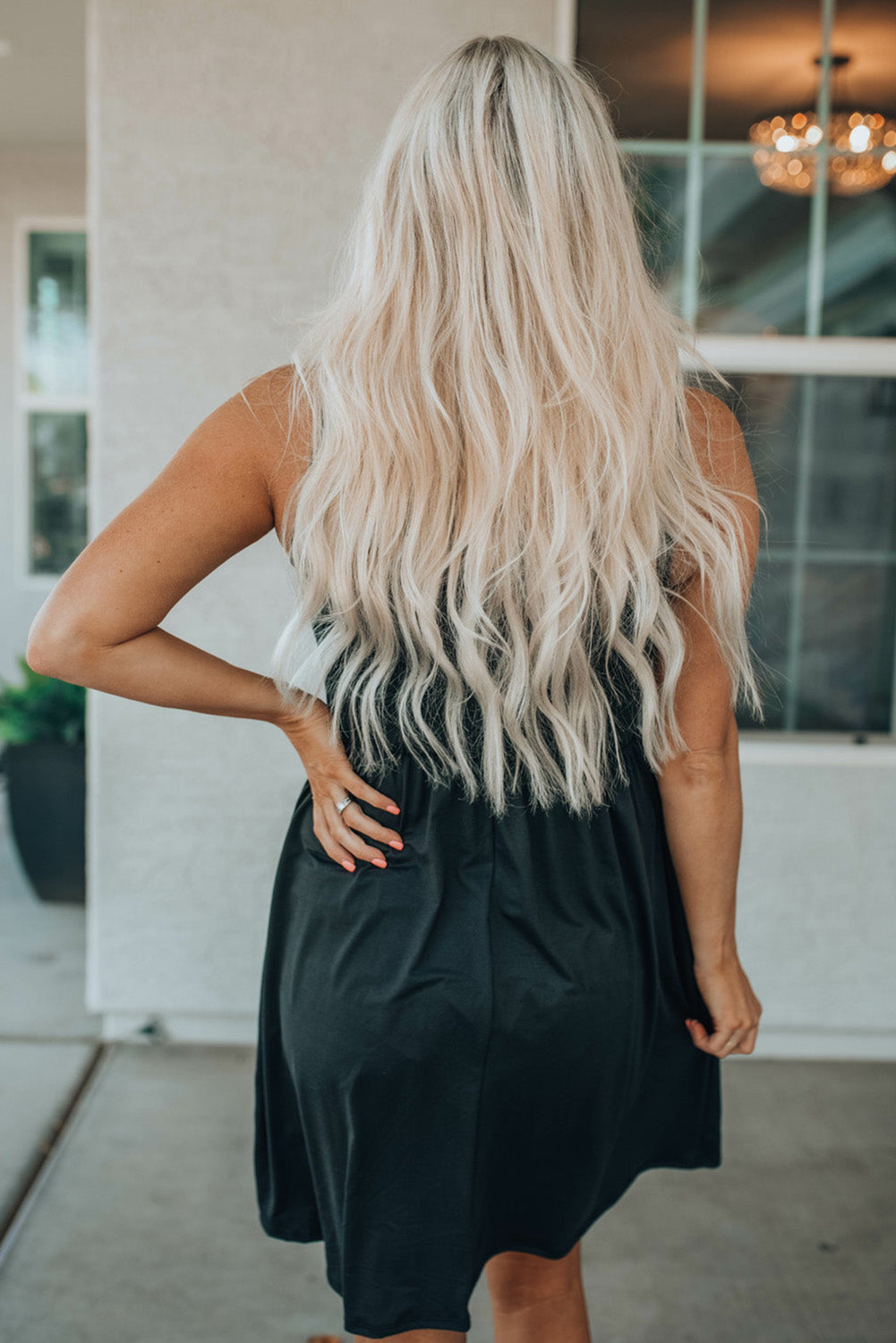 Black Floral Top Sleeveless Dress