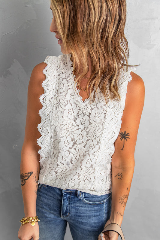 Lace V Neck Tank Top