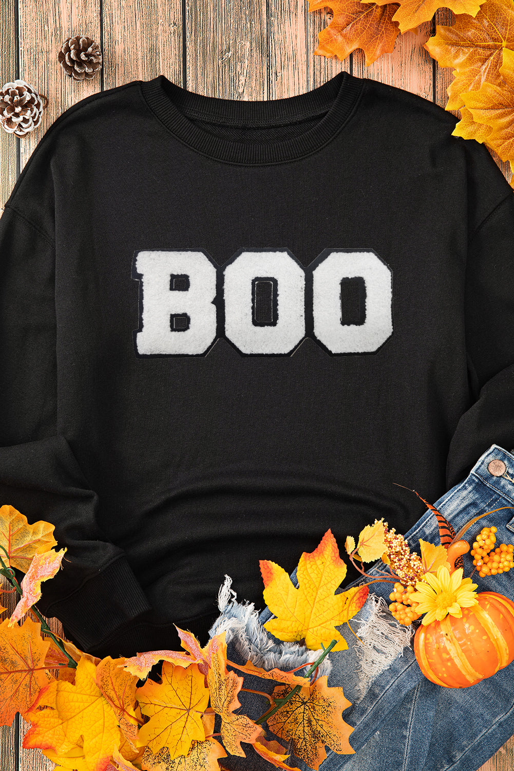 Black Chenille BOO Sweatshirt