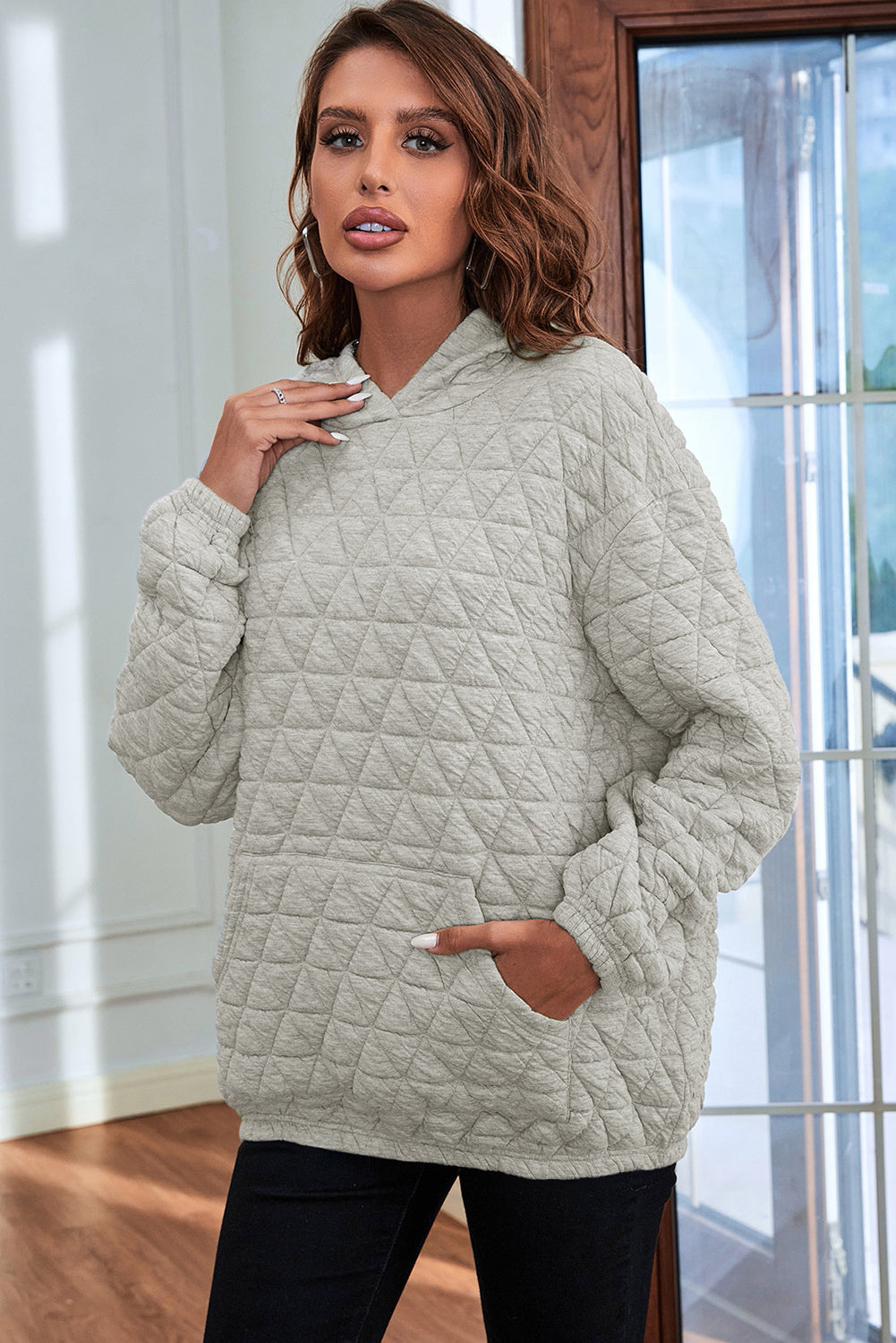 Quilted Kangaroo Pocket Hoodie