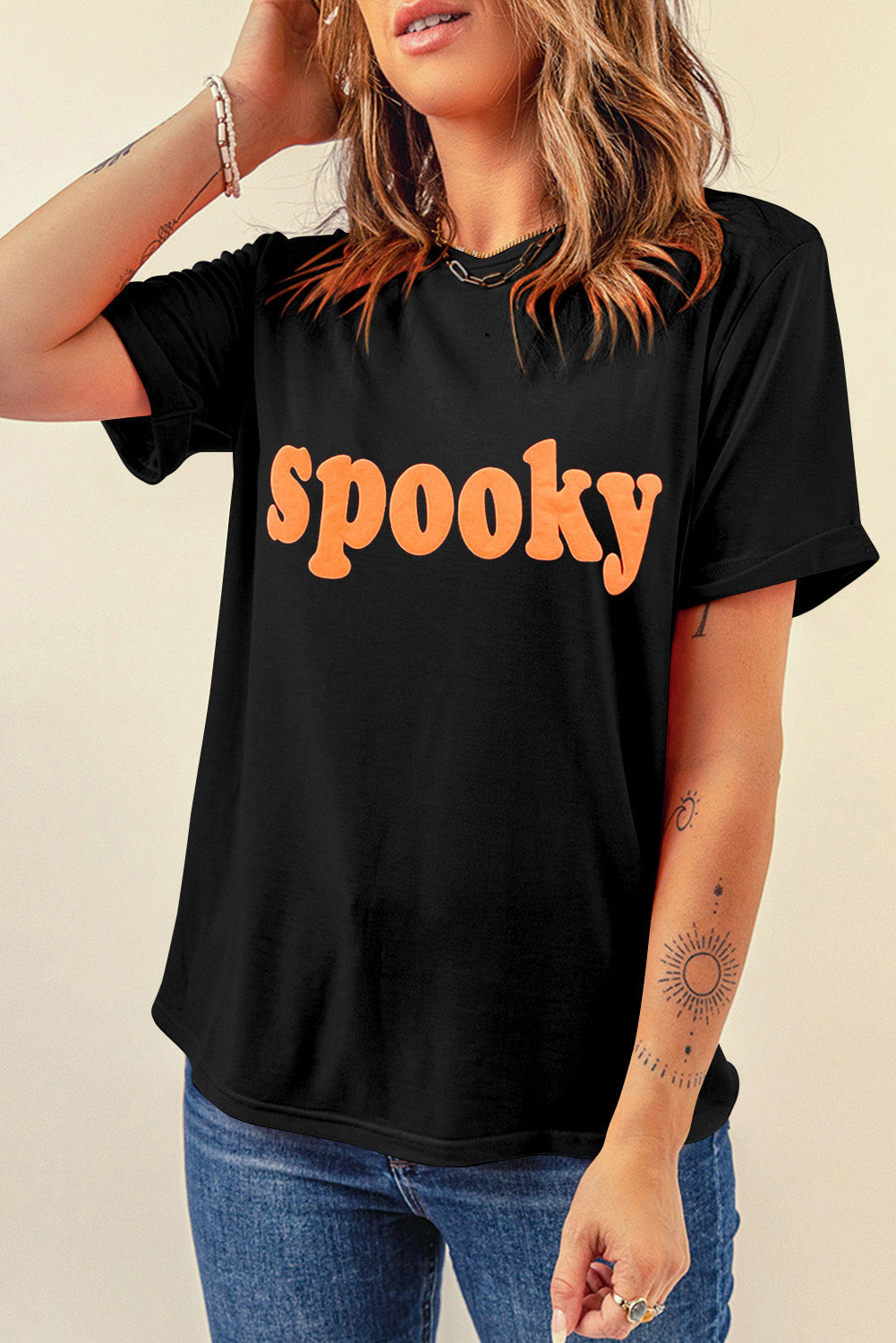 Halloween Spooky Crew Neck Casual Graphic Tee