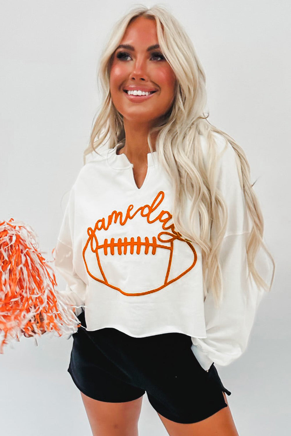 Game Day Lettering Football Notched Neck Sweatshirt