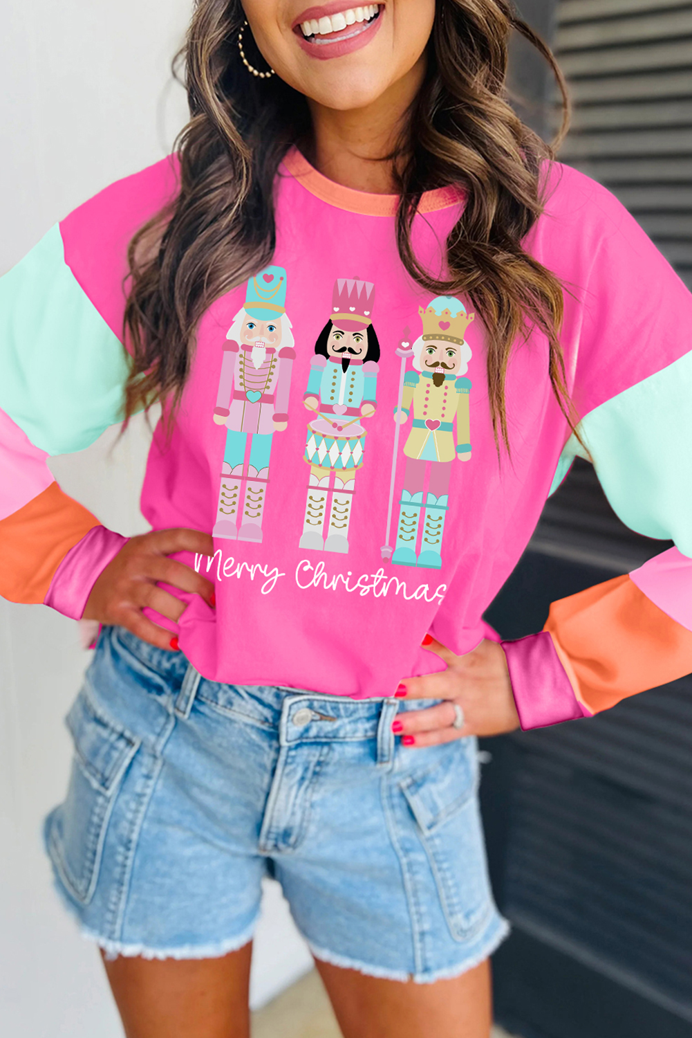 Pink Nutcracker Colorblock Long Sleeve Tee