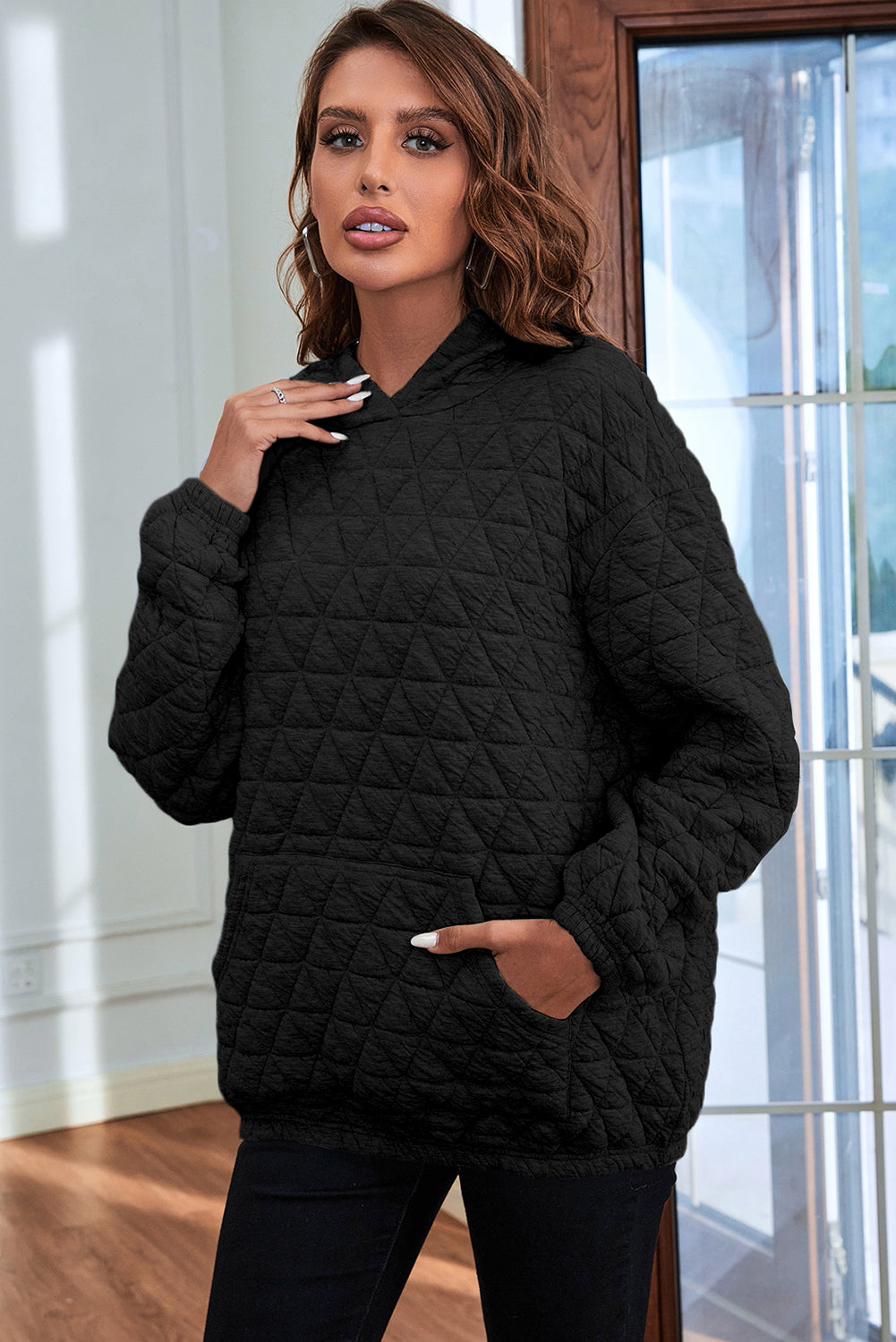 Quilted Kangaroo Pocket Hoodie