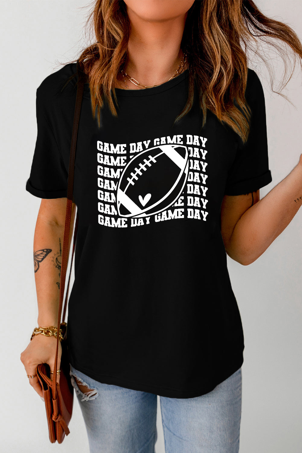 Black Game Day Football T Shirt