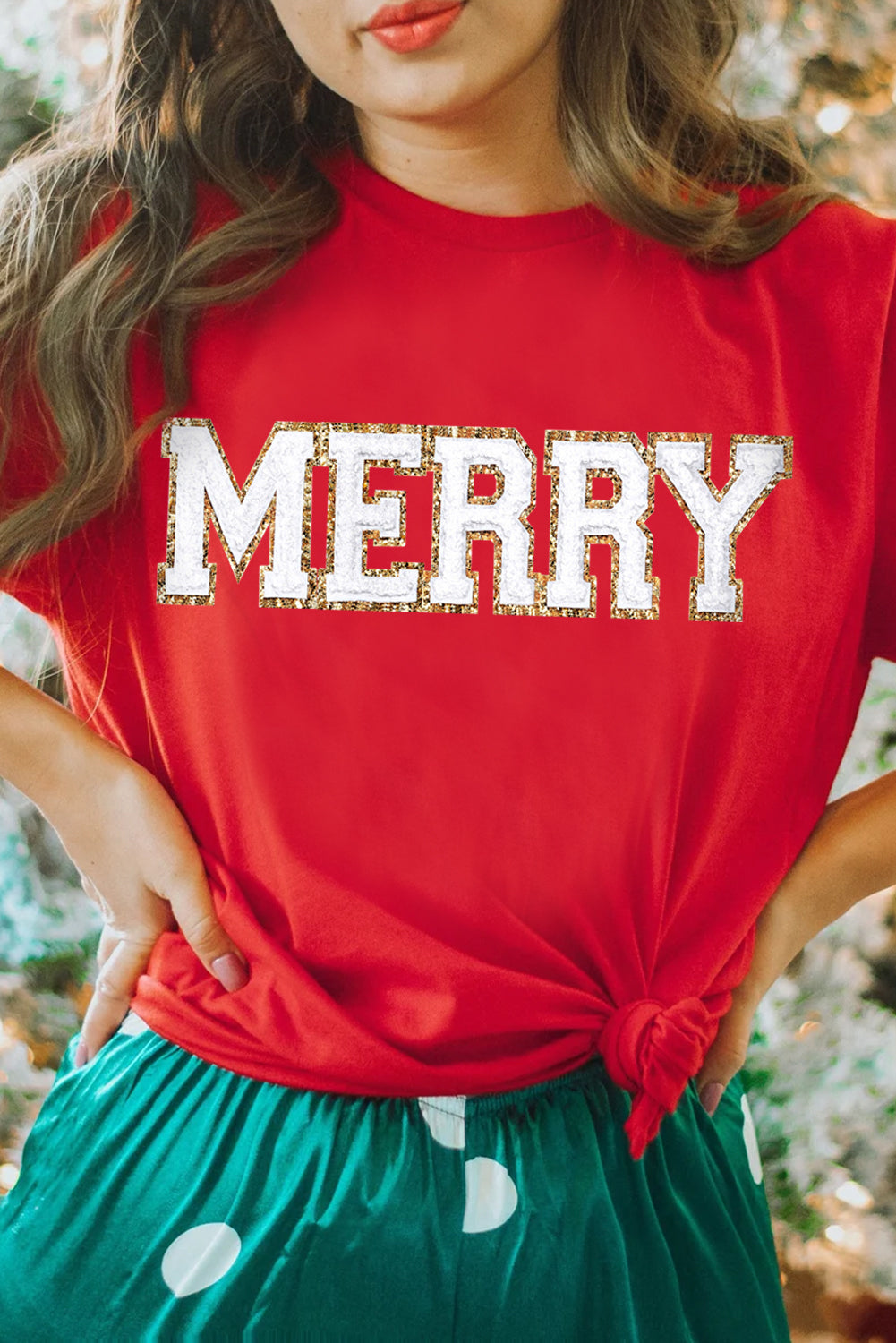 Merry Graphic Cuffed Sleeve T Shirt