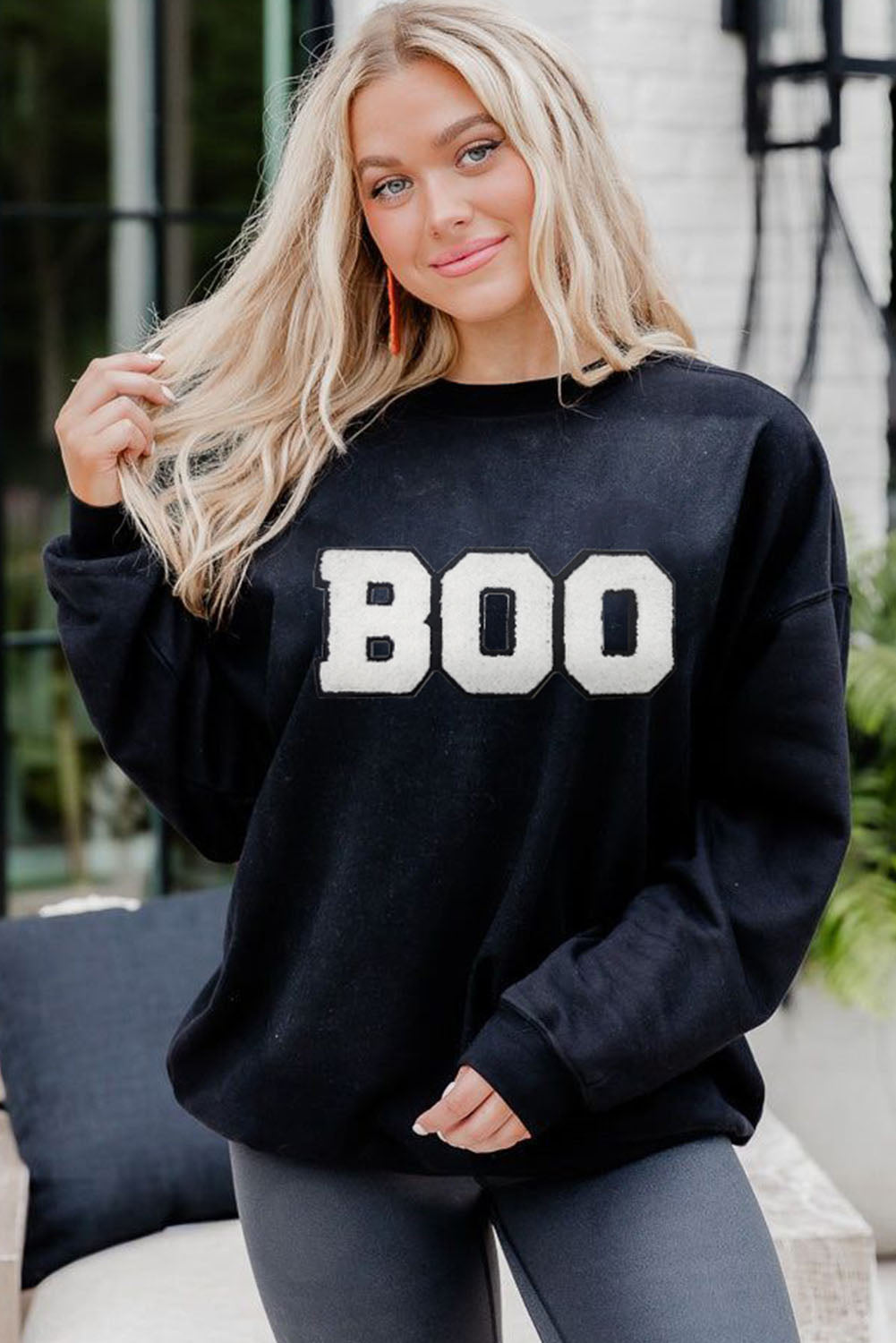 Black Chenille BOO Sweatshirt