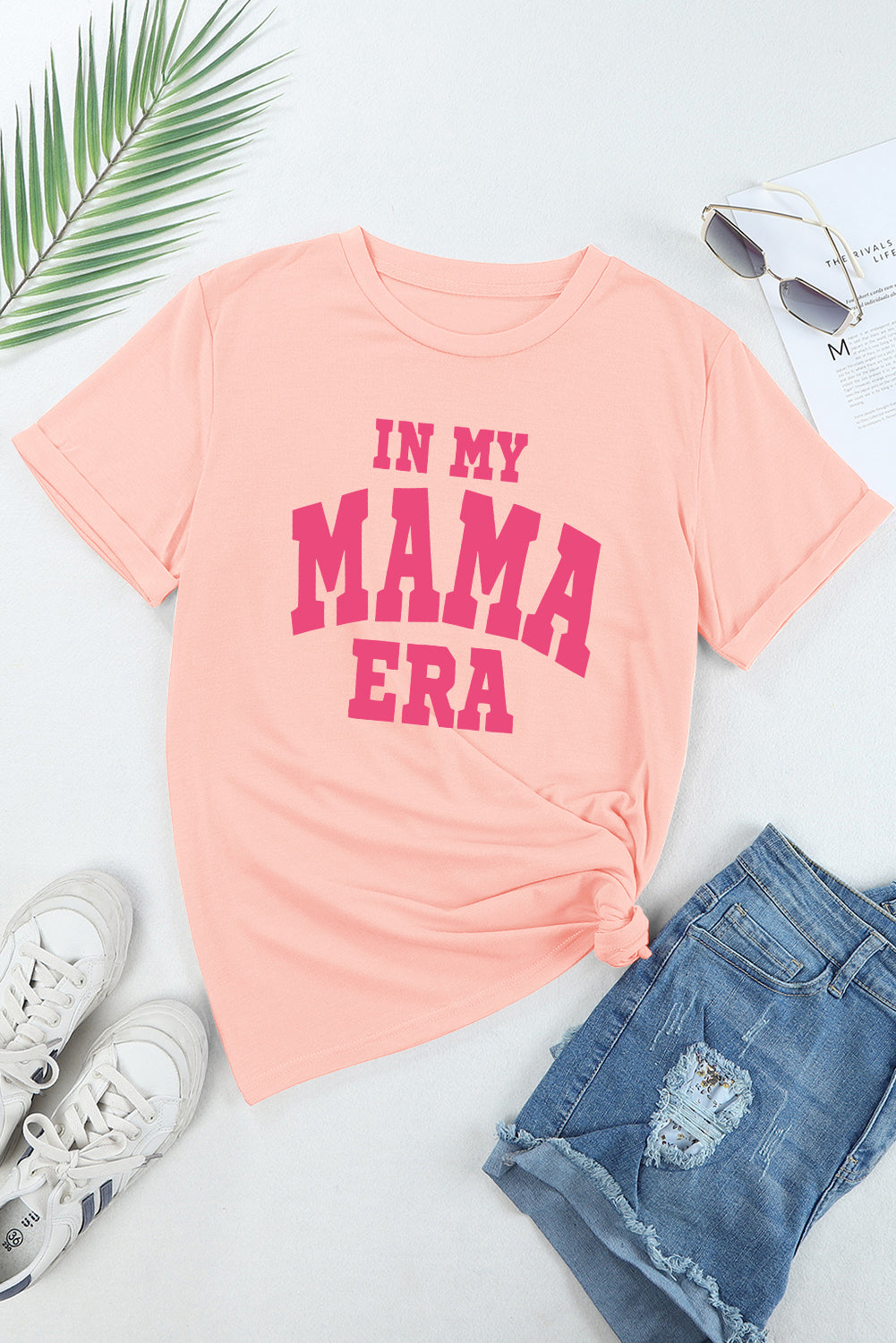 Pink IN MY MAMA ERA Crew Neck T Shirt