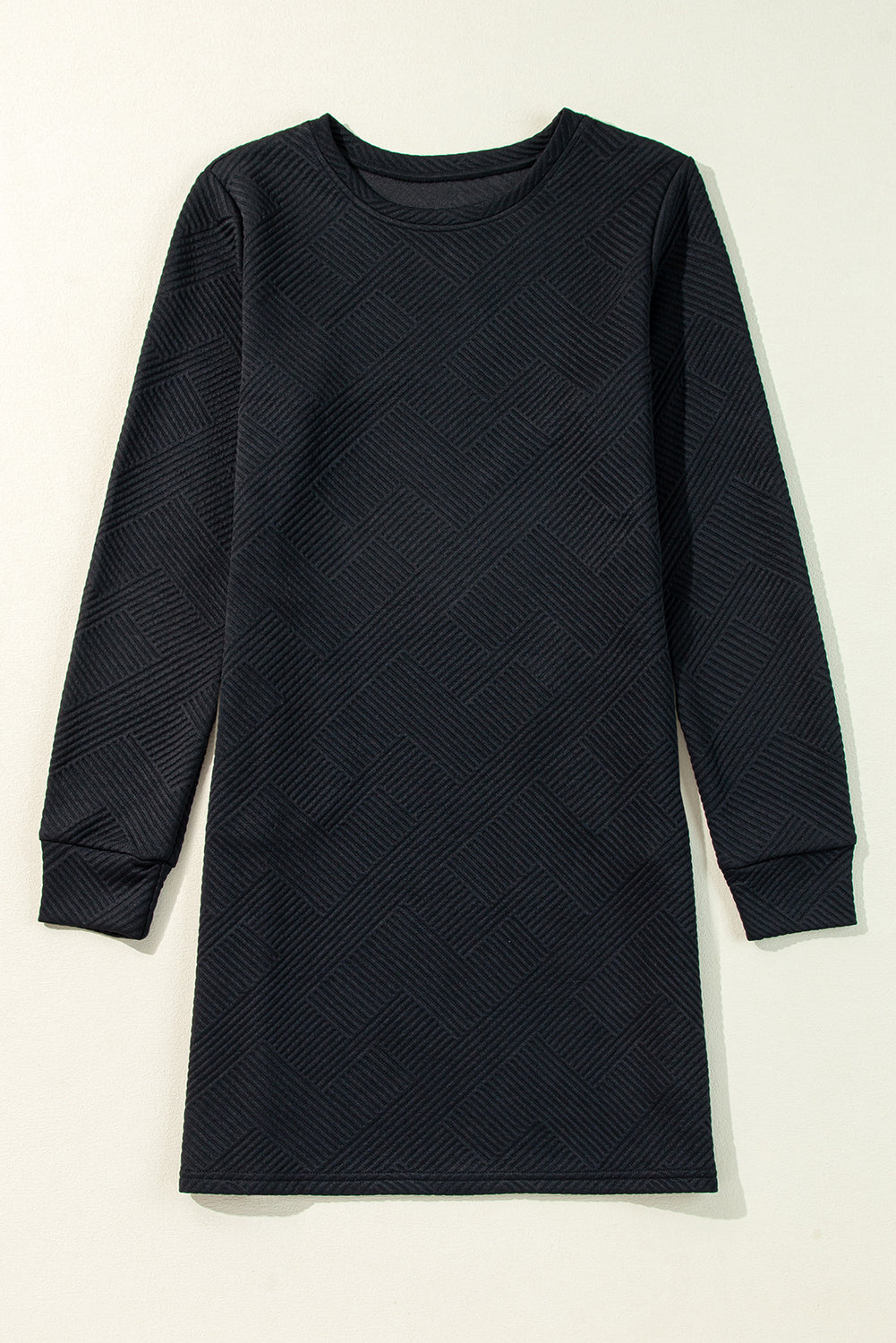 Textured Long Sleeve Shift Dress