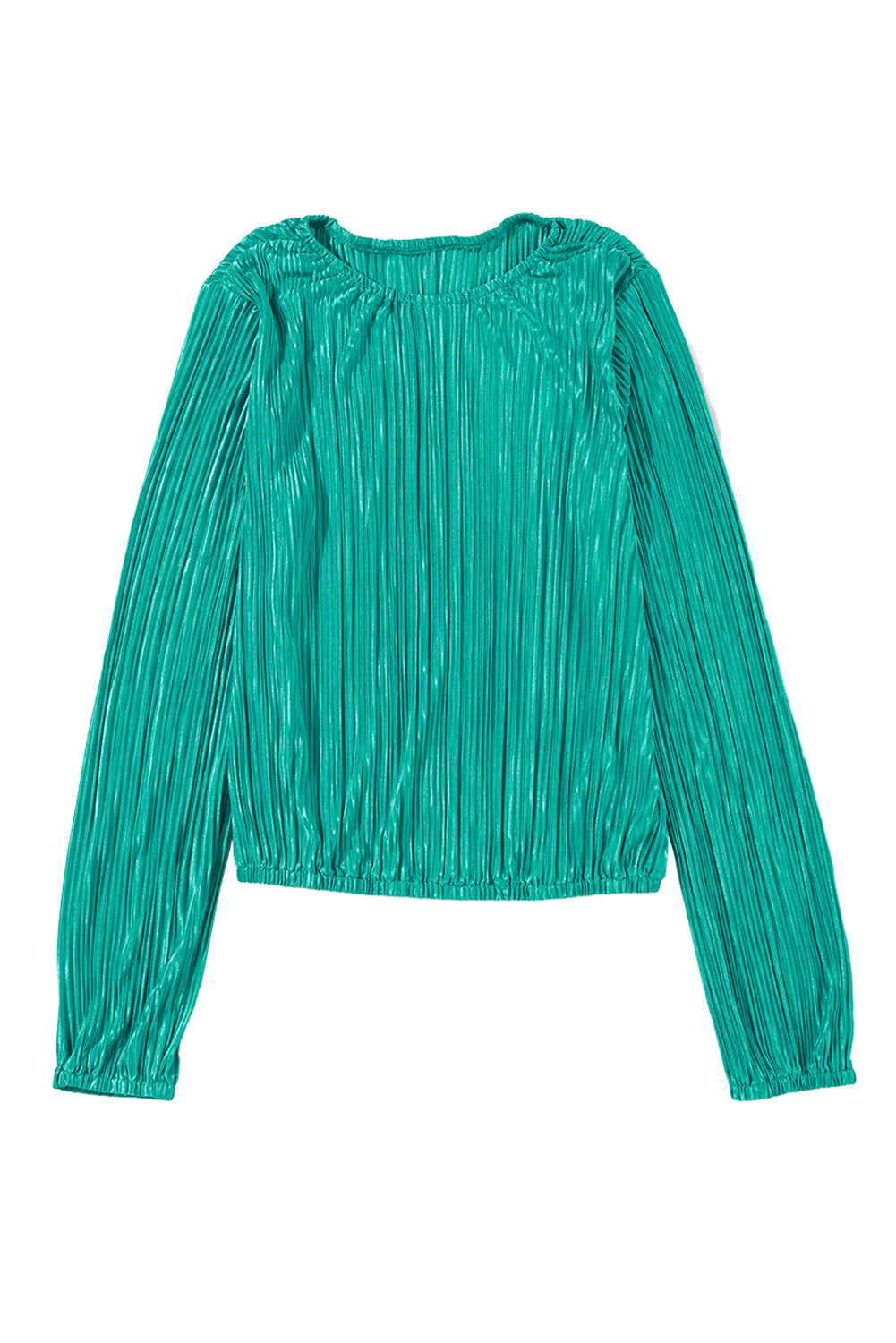 Pleated Luster Long Sleeve Blouse