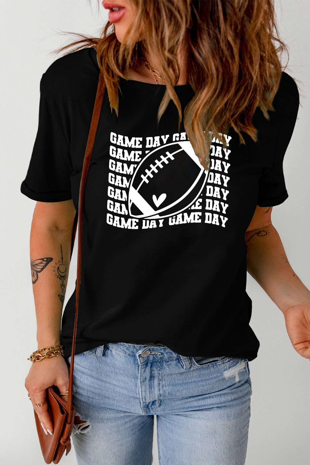 Black Game Day Football T Shirt