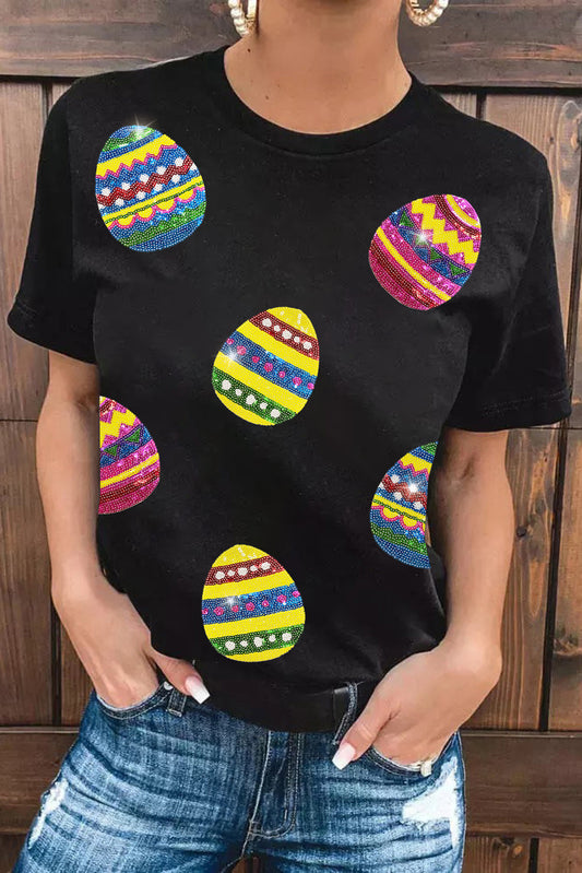 Shimmer Easter Eggs Print T-shirt