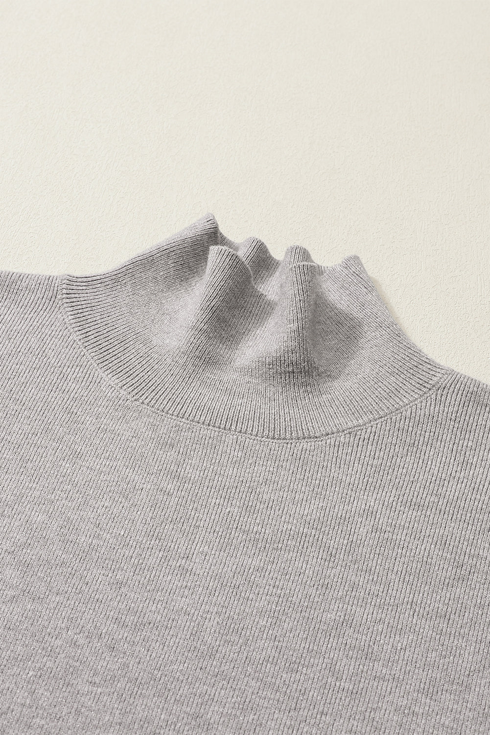 Turtleneck Drop Shoulder Bubble Sleeve Knit Sweater