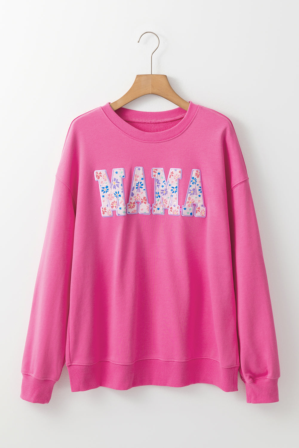 Floral MAMA Embroidered Graphic Pullover Sweatshirt