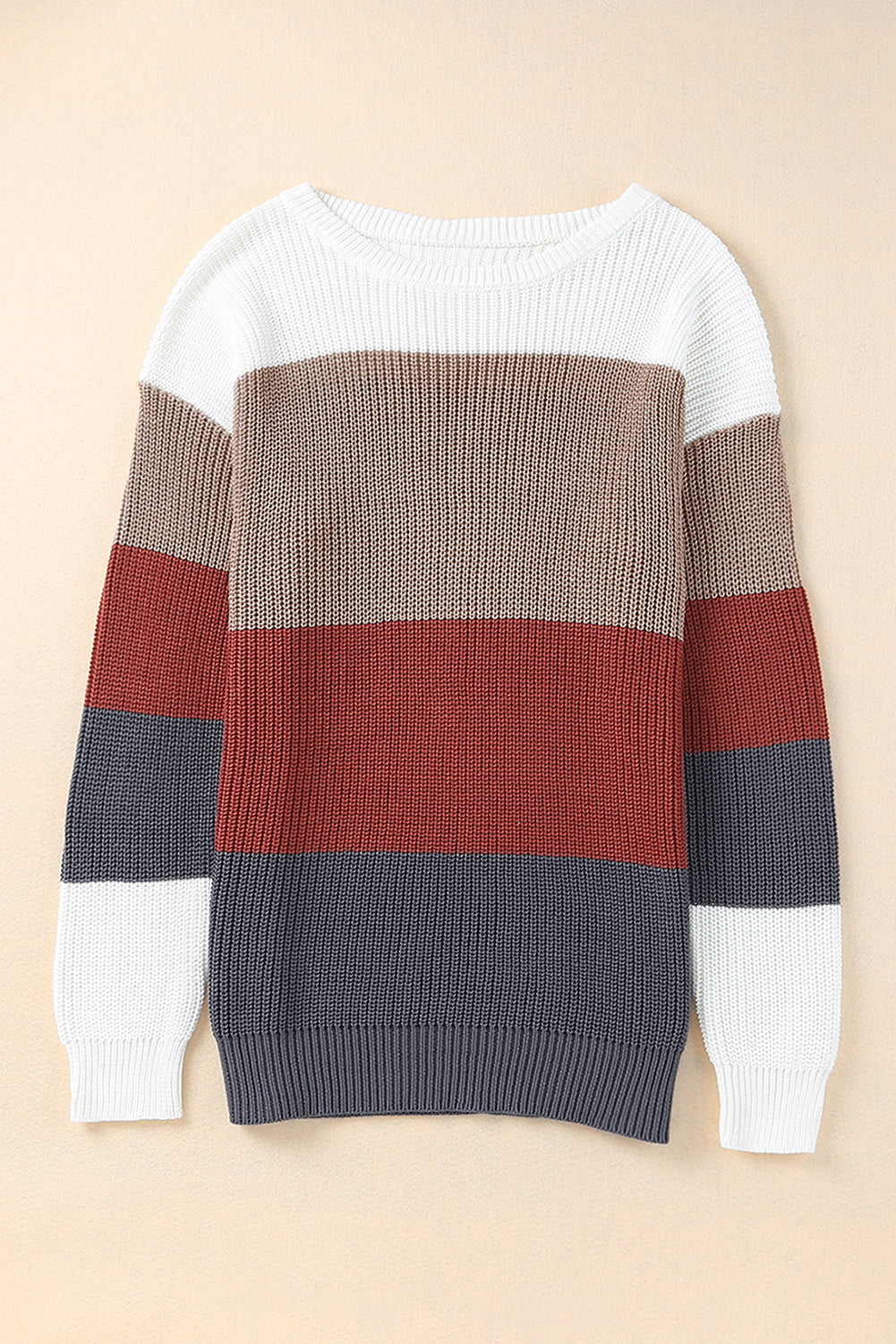 Color Block Knitted Pullover Sweater