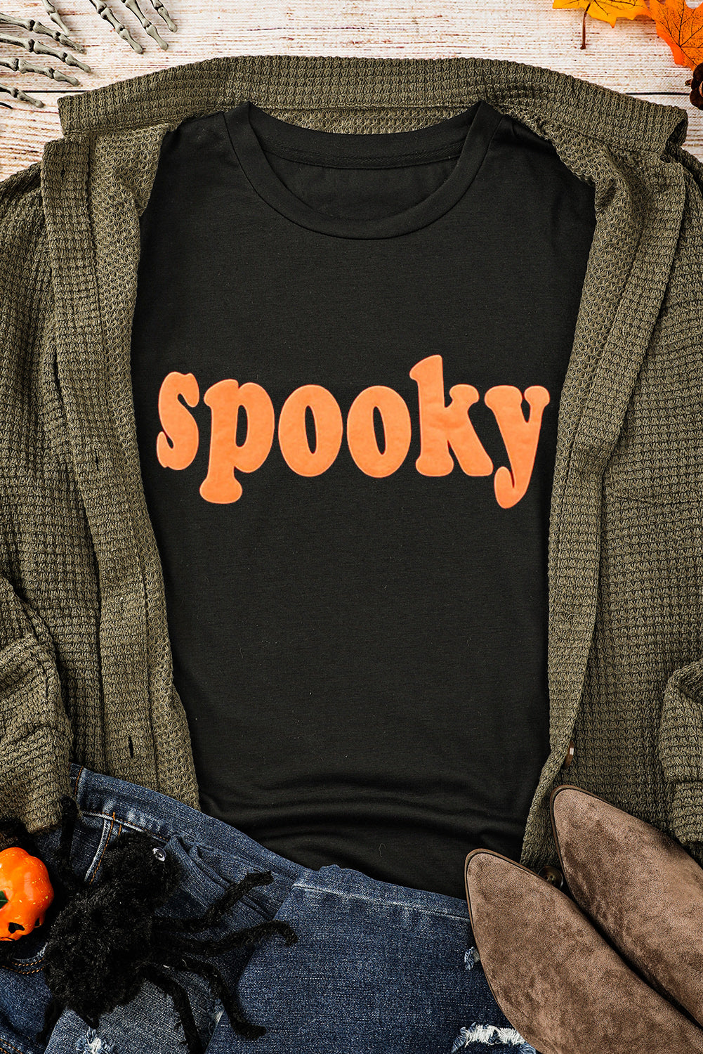 Halloween Spooky Crew Neck Casual Graphic Tee