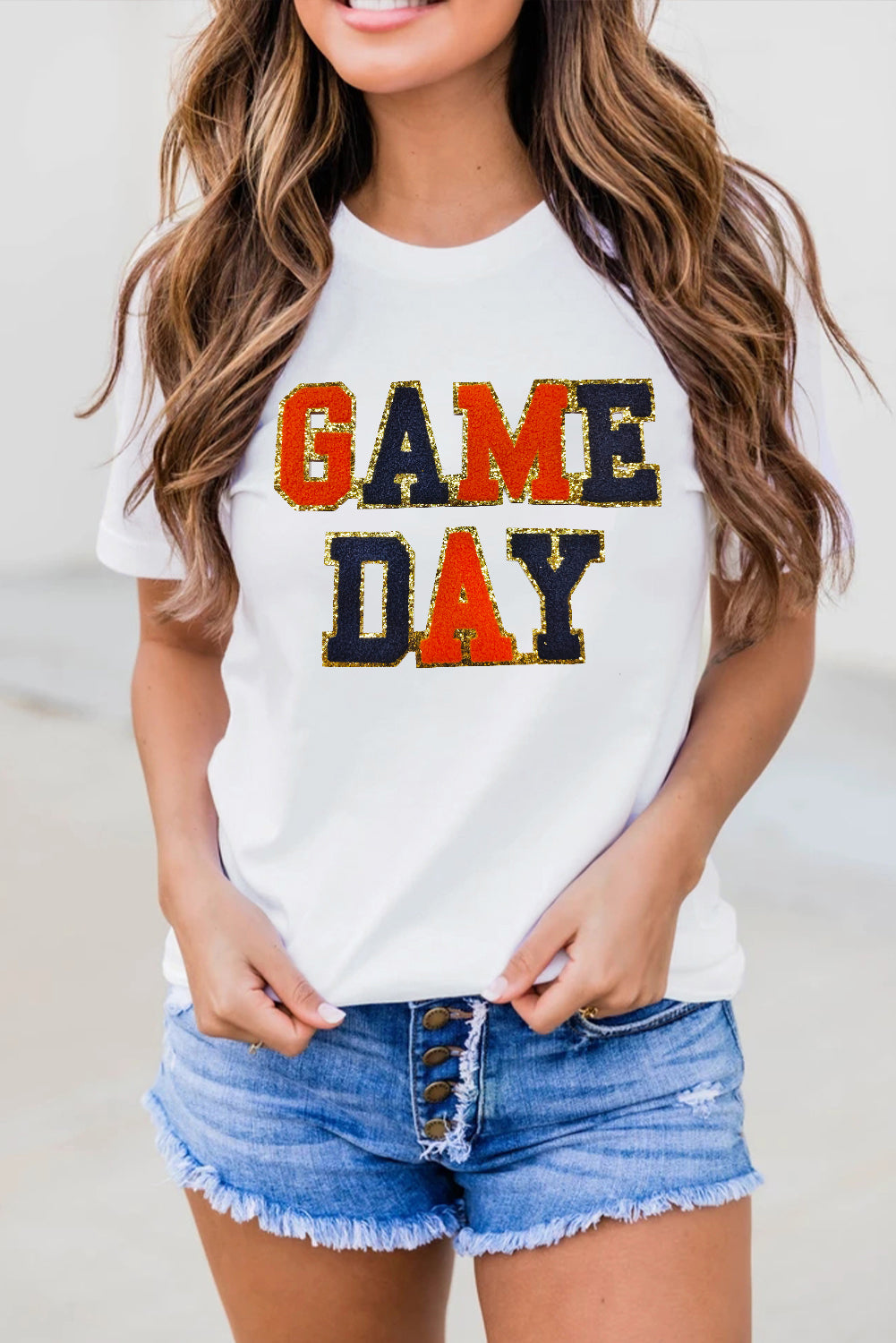 White Glitter GAME DAY Football T Shirt