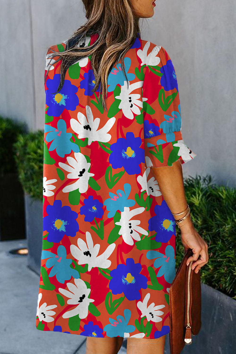 Ruffle Sleeve Floral Shift Dress