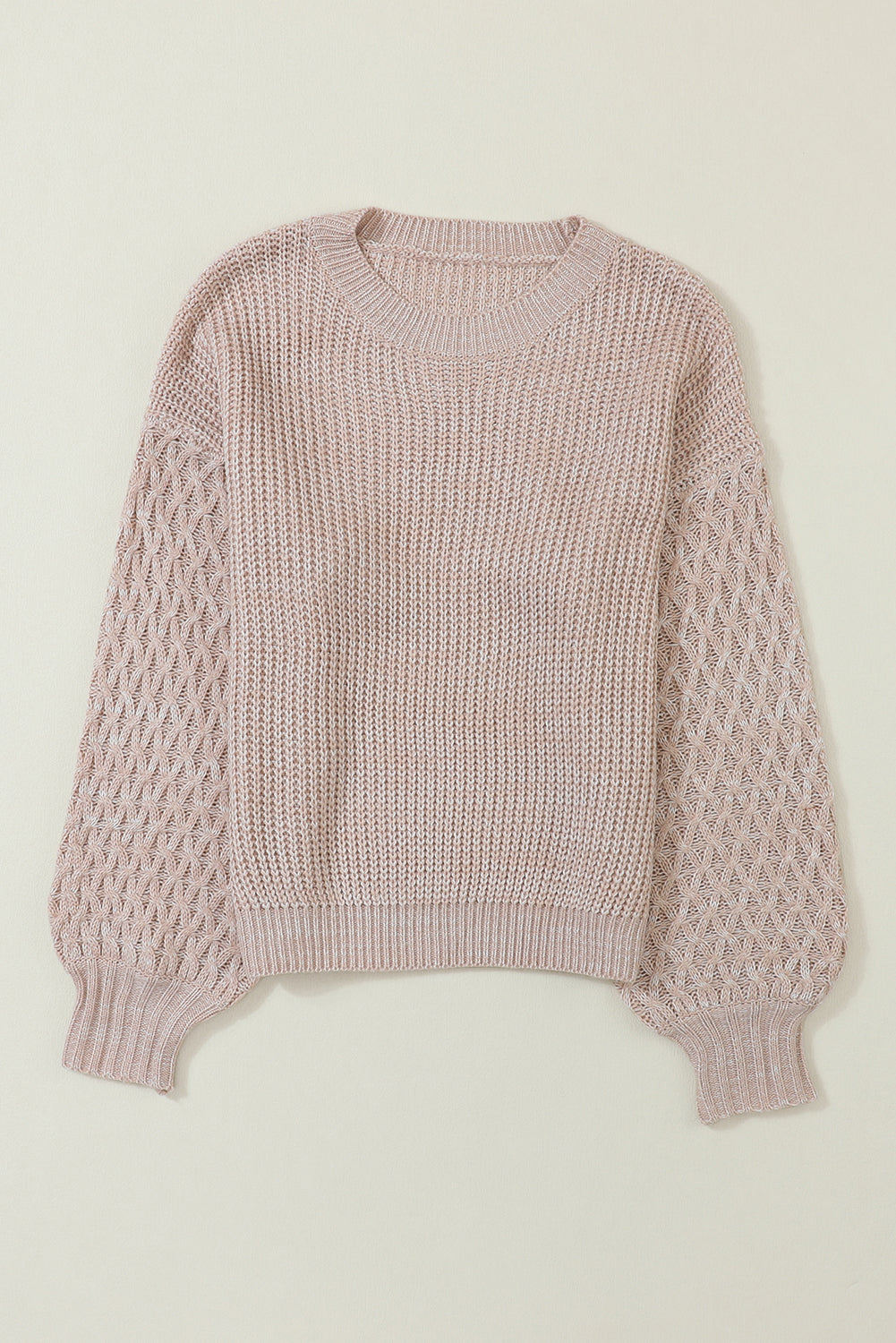 Cable Knit Sleeve Drop Shoulder Sweater