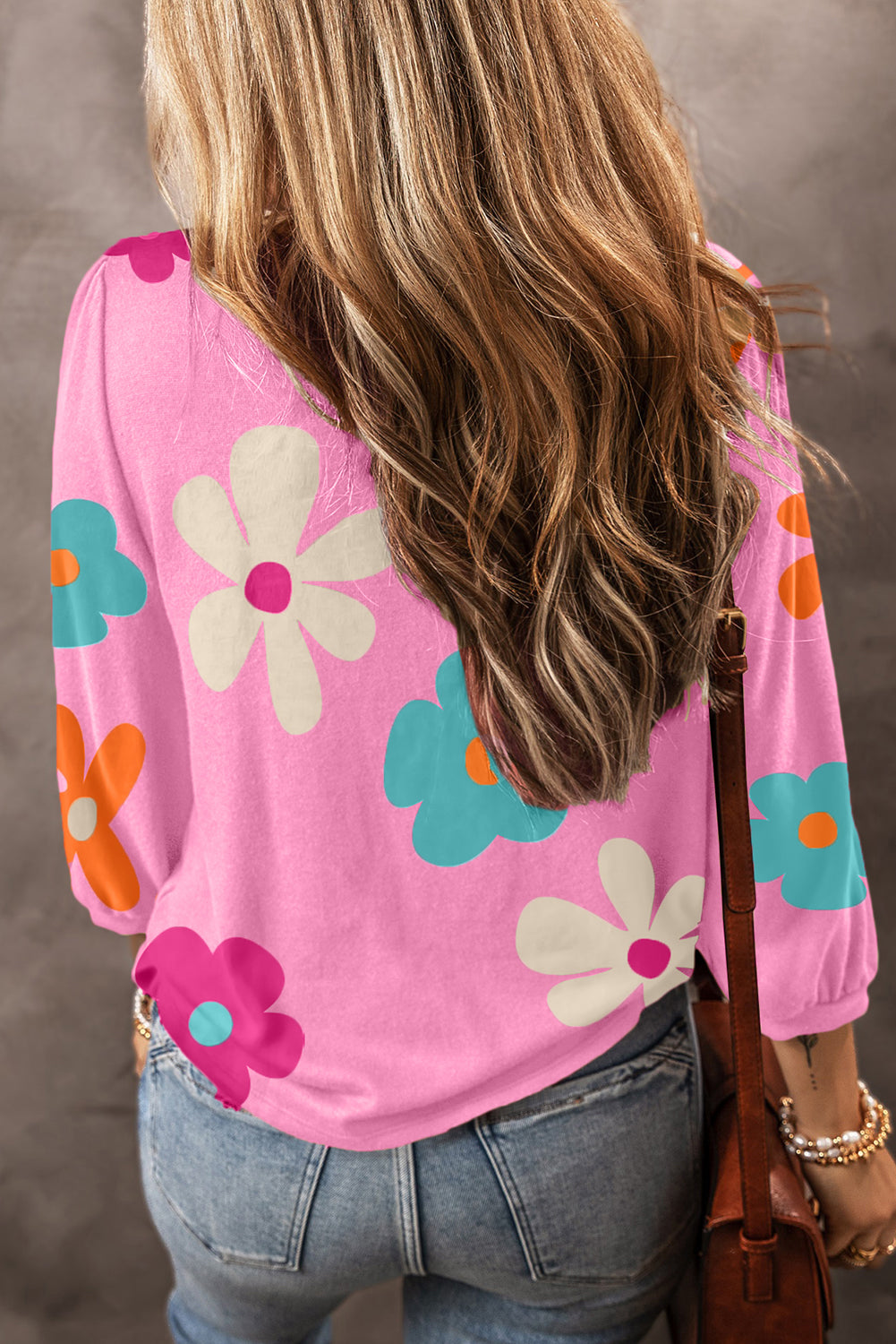 Flower Print Bracelet Sleeve Top