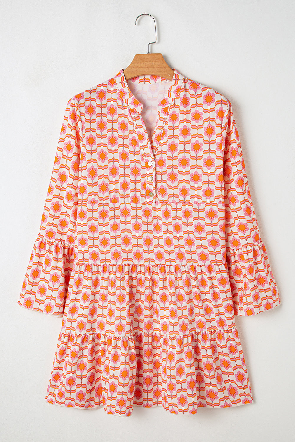 Orange Floral Print Mini Dress