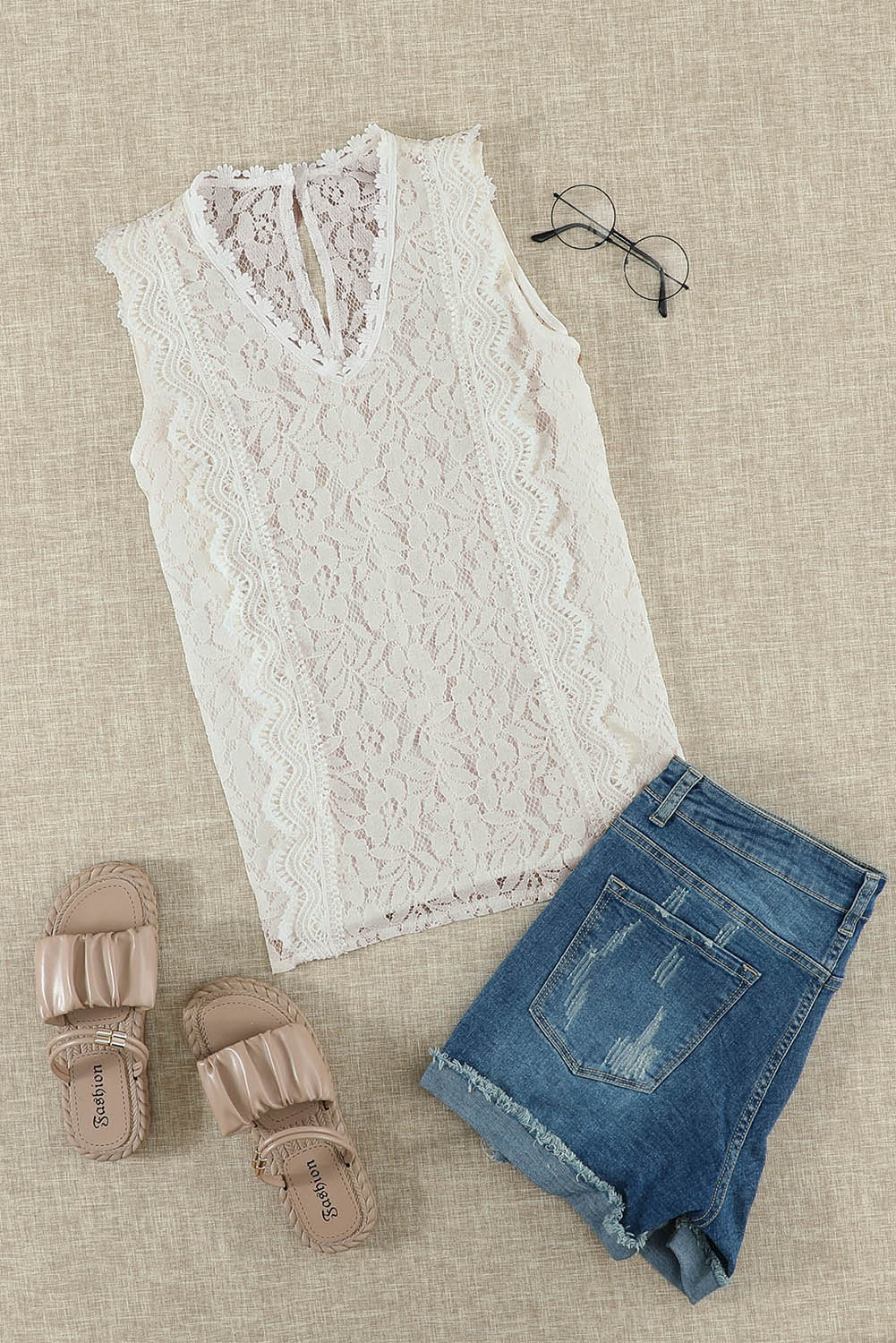 Lace V Neck Tank Top