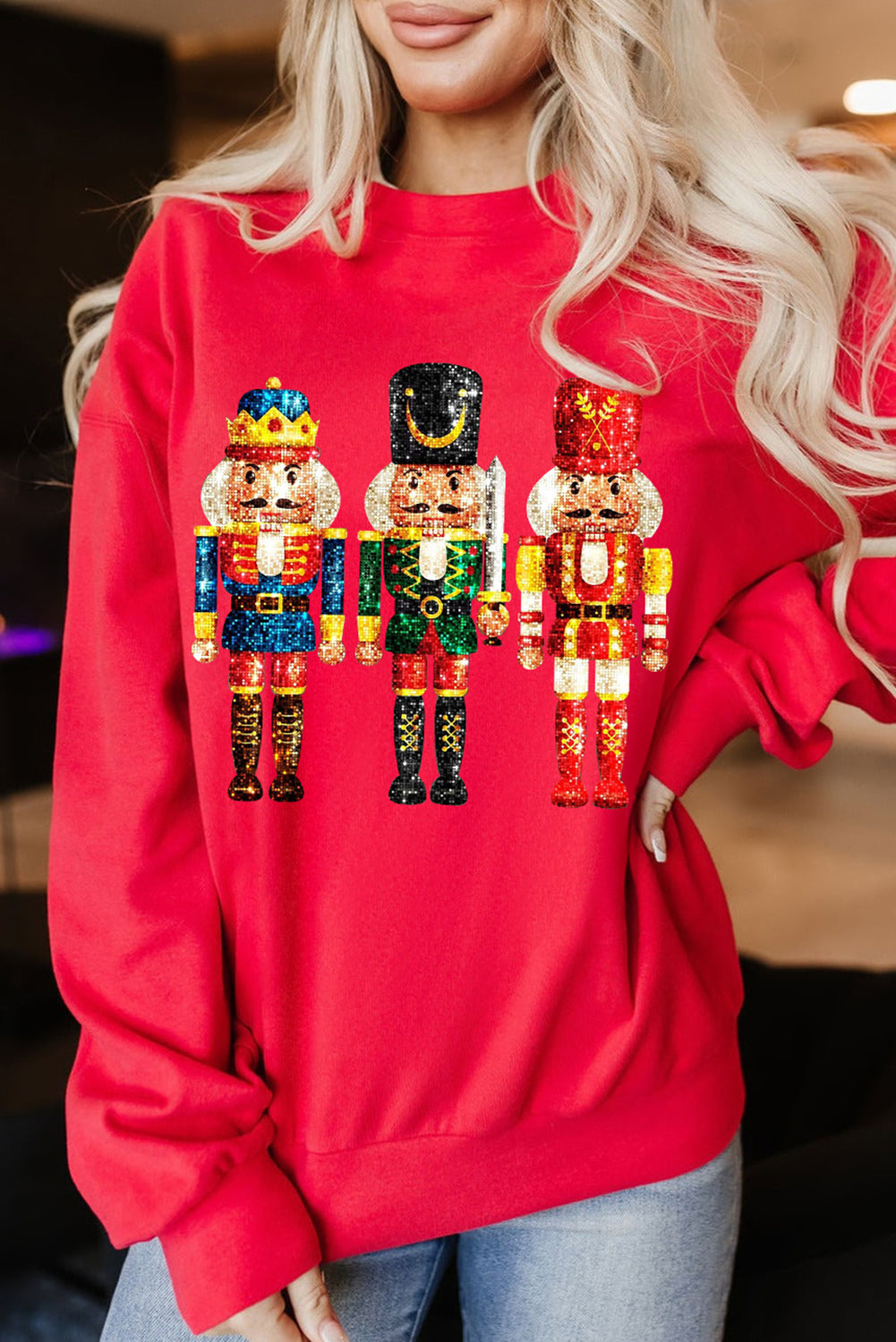 Red Christmas Metallic Nutcracker Sweatshirt