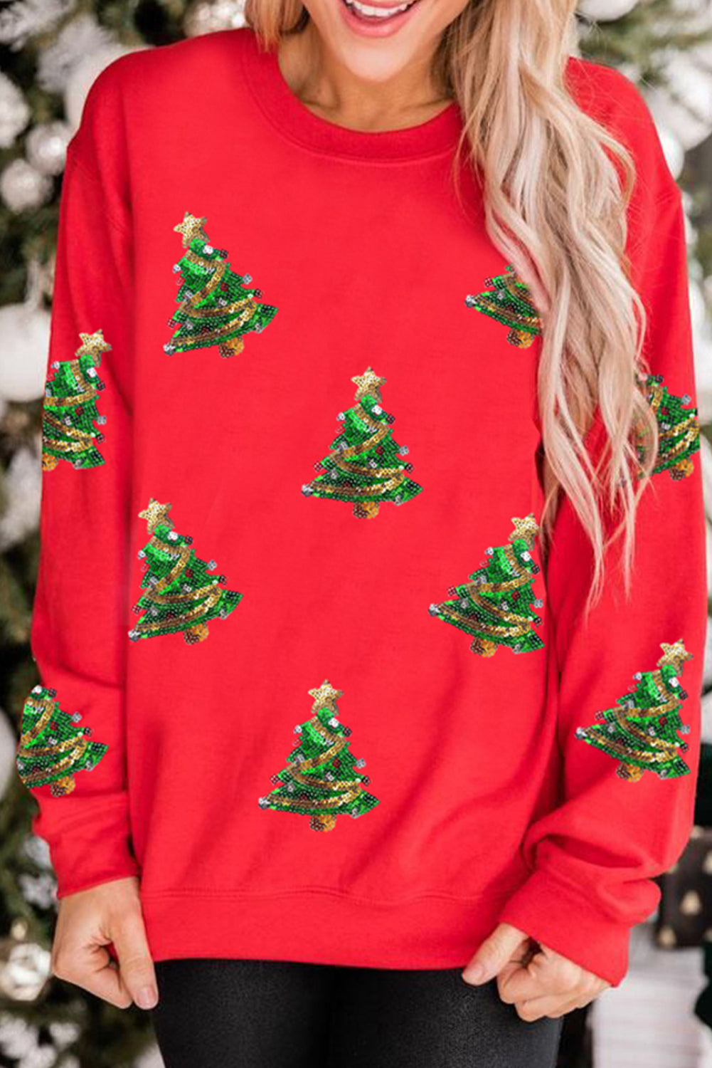 Red Sequin Christmas Tree Sweatshirt