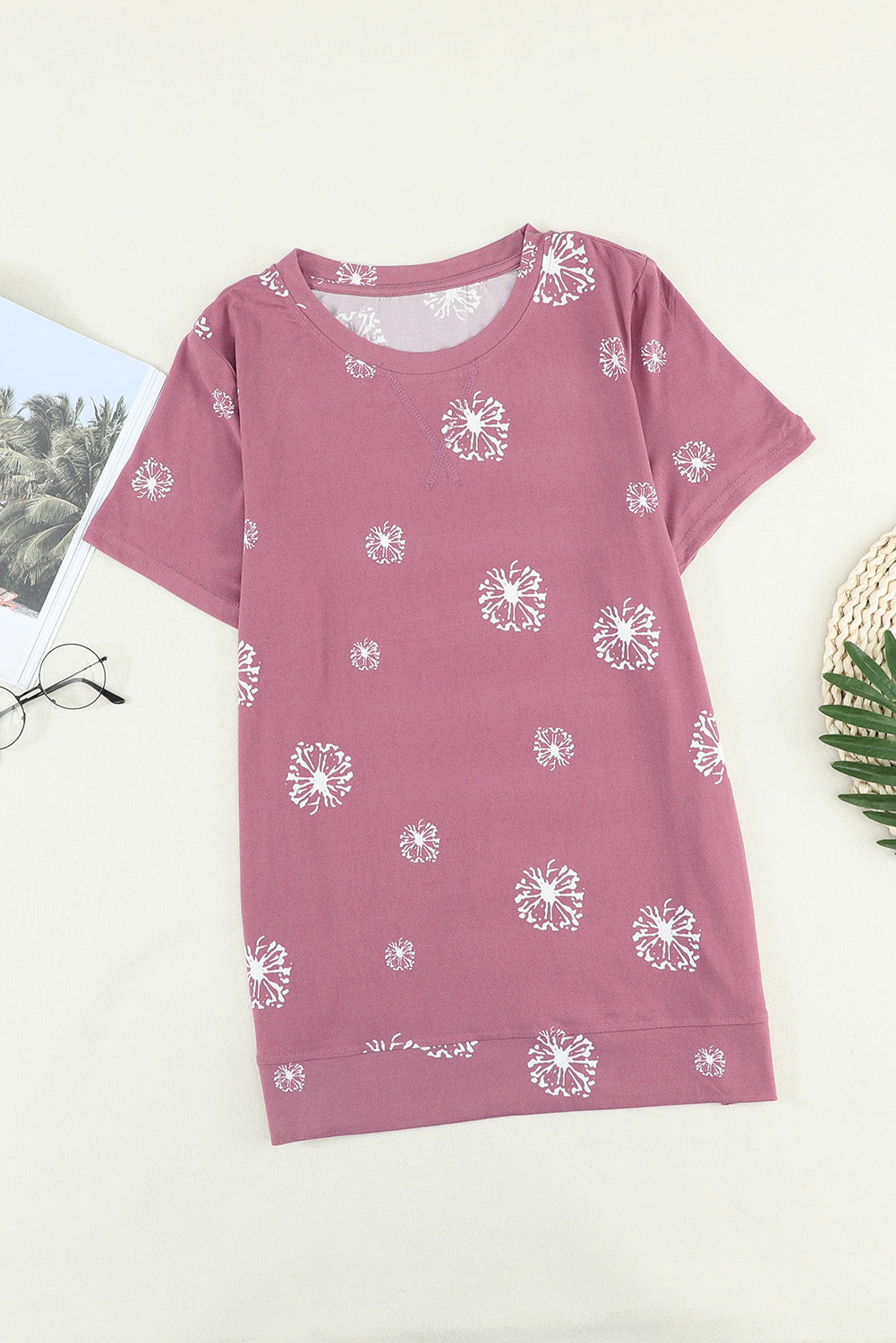 Dandelion Print Crew Neck T-shirt