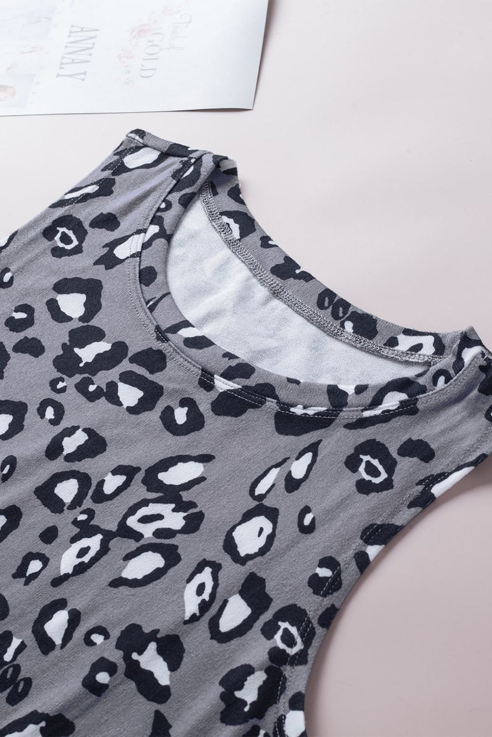 Print Crew Neck Tank Top