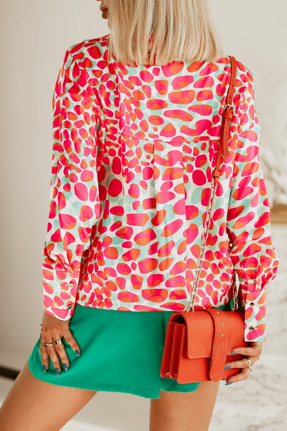 Spotted Abstract Print Long Sleeve Buttoned Shirt