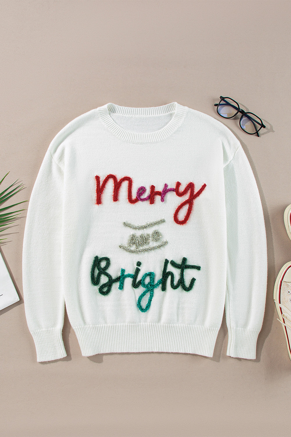 Tinsel Merry and Bright Graphic Christmas Sweater