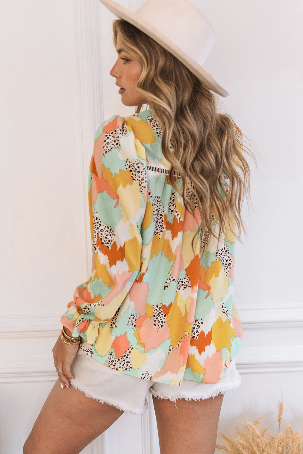 Abstract Printed Long Sleeve Blouse