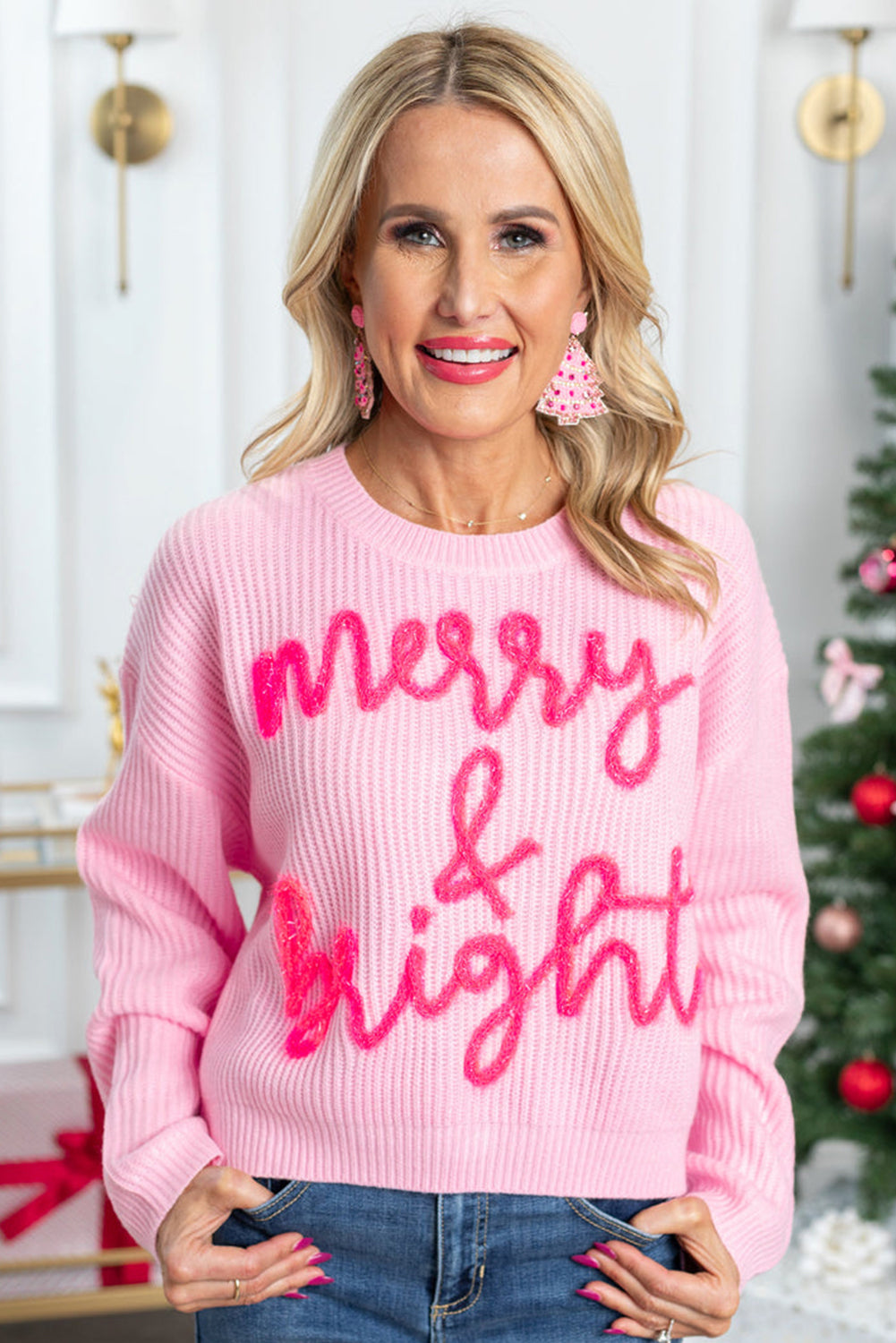 Pink Merry & Bright Sweater